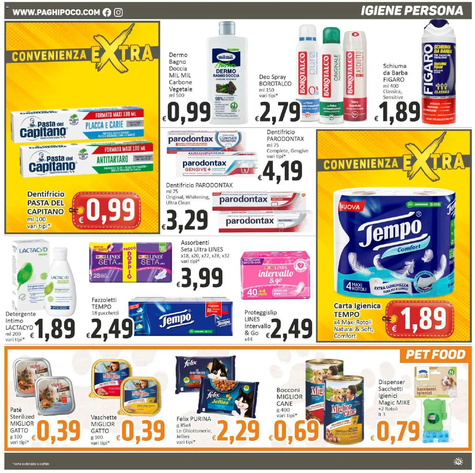 Volantino Paghi Poco del 19.01.2026 | Pagina: 15 | Prodotti: Paté, Dentifricio, Detergente, Scaffale