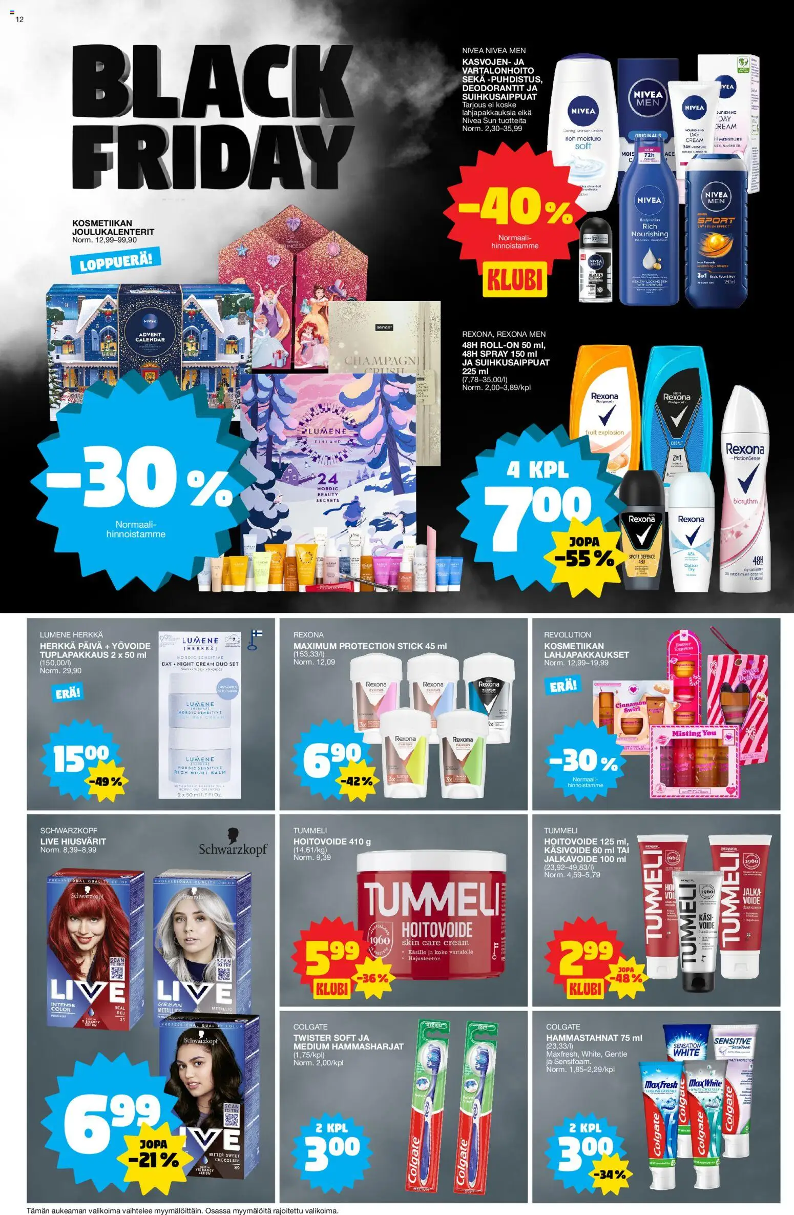 Tokmanni - Black Friday – voimassa 24.11.2025 alkaen | Sivu: 12 | Tuotteet: Jalkavoide, Yövoide, Käsivoide