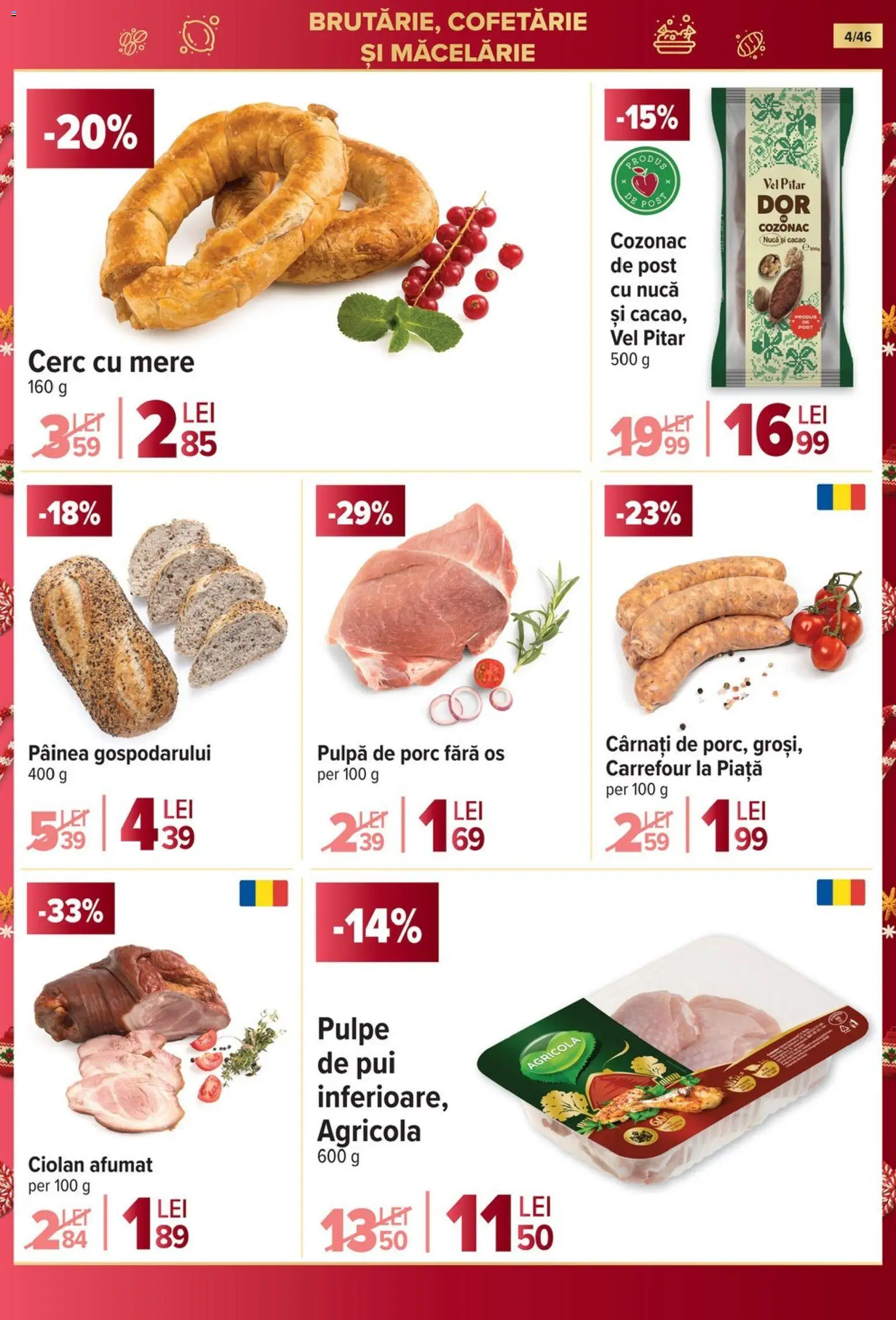 Noul catalog Carrefour – valabil de la 19.11.2025 | Pagină: 4 | Produse: Hacıyatmaz Kedi Oyuncağı, Mere, Cacao, Cârnați