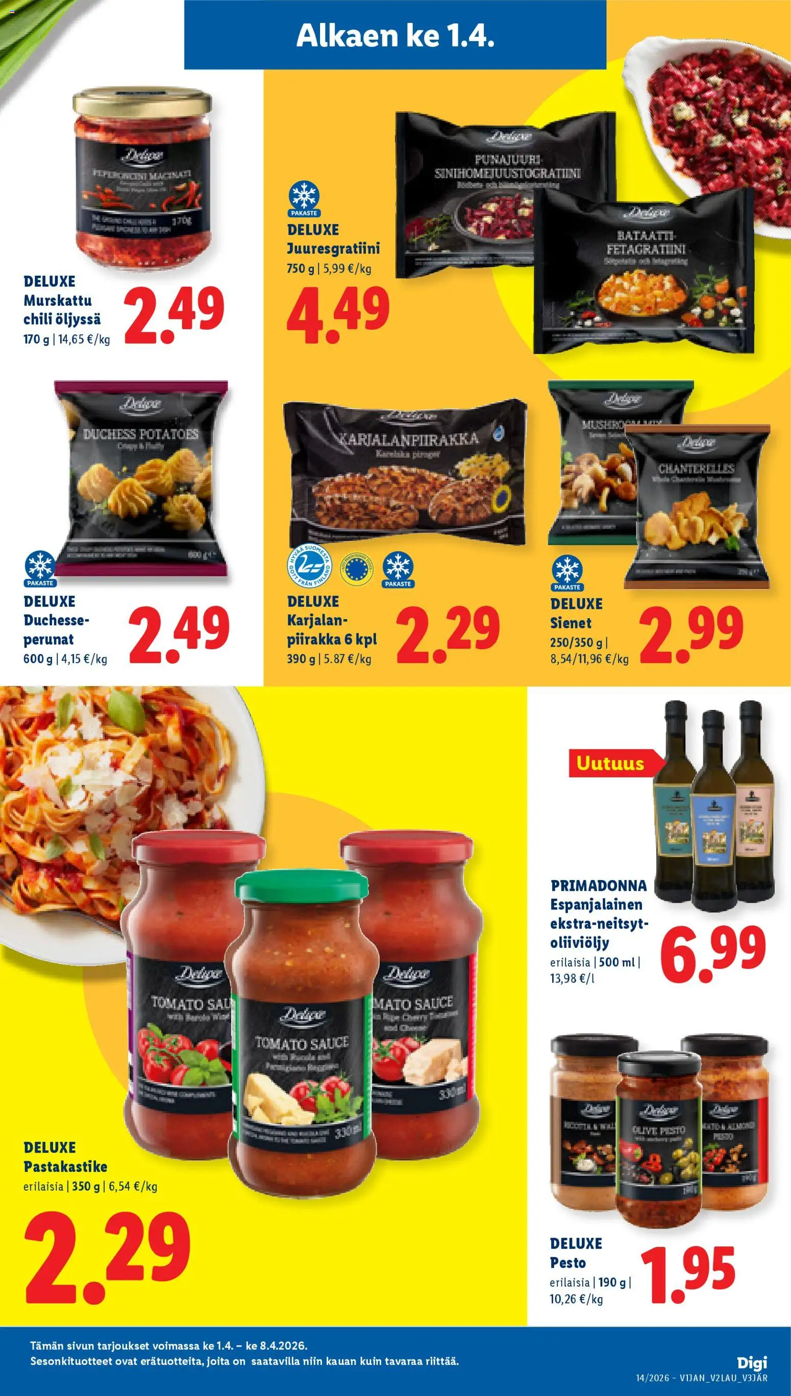 Lidl tarjoukset - Helsinki – voimassa 01.04.2026 alkaen | Sivu: 11 | Tuotteet: Oliiviöljy, Chili, Piirakka, Punajuuri