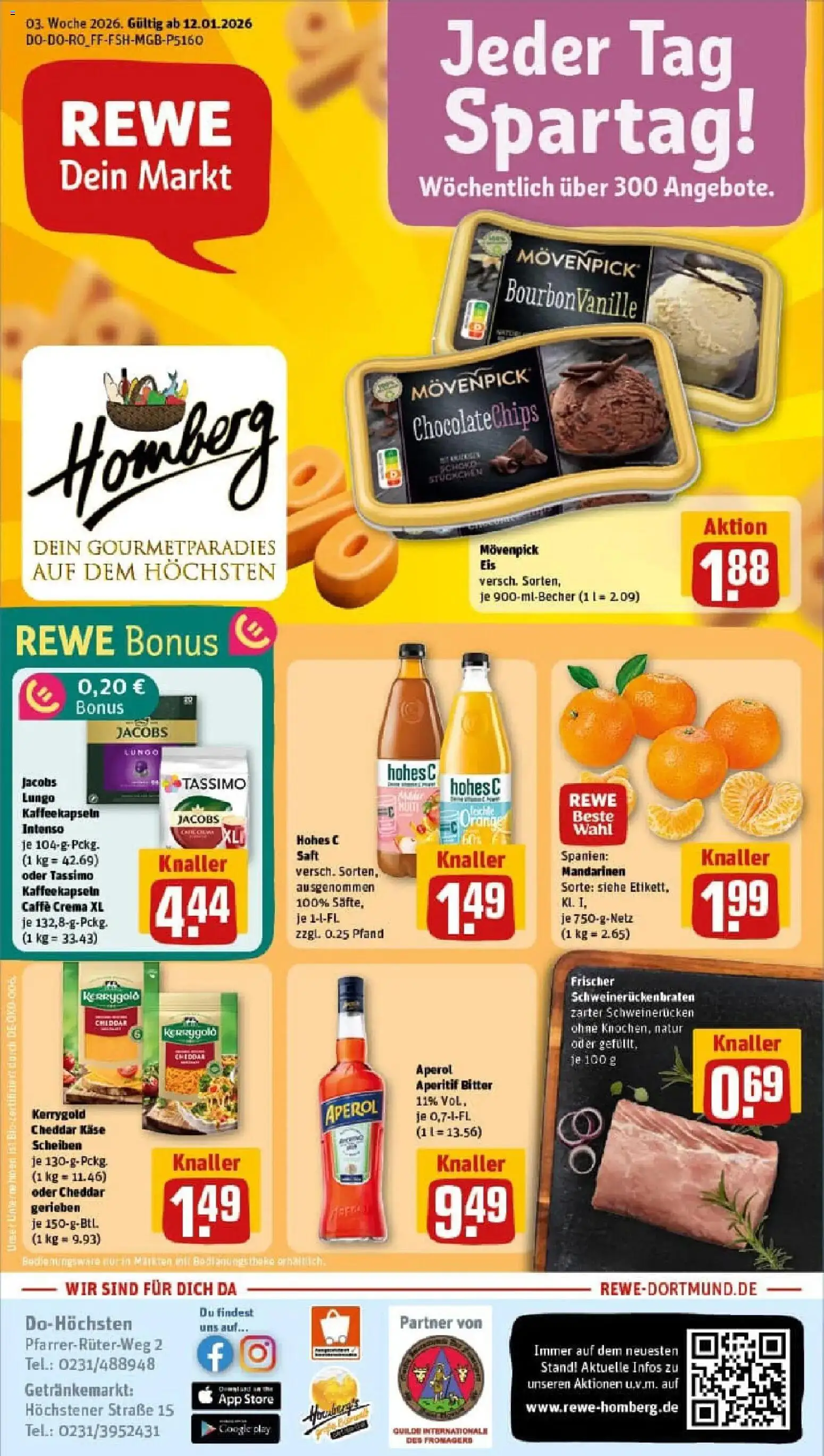 Rewe prospekt Dortmund	 – gültig ab 11.01.2026 | Seite: 1 | Produkte: Mandarinen, Hohes c, Aperol, Eis