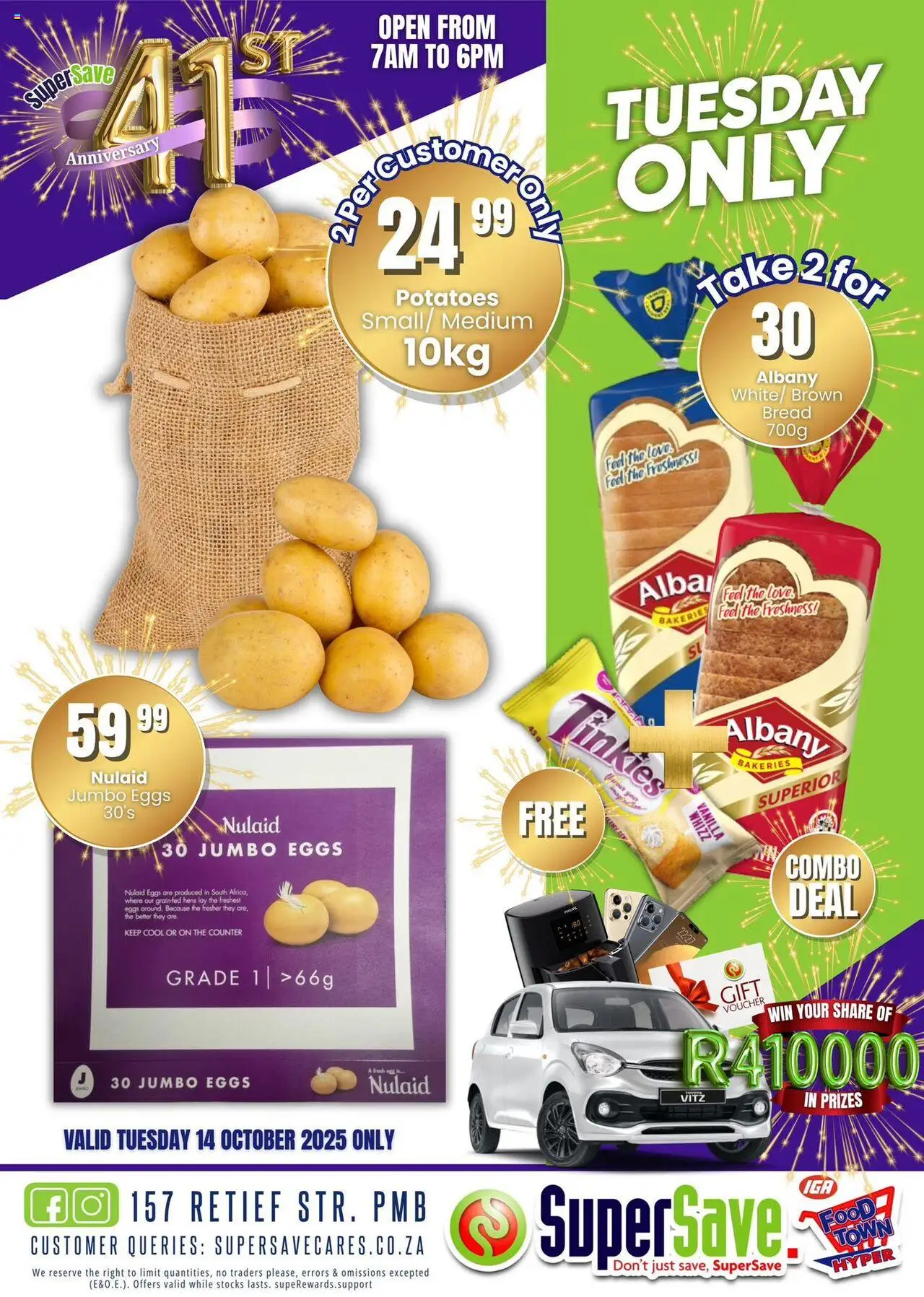New Super Save catalogue – valid from 14.10.2025 | Page: 1 | Products: Eggs, Bread, Potatoes