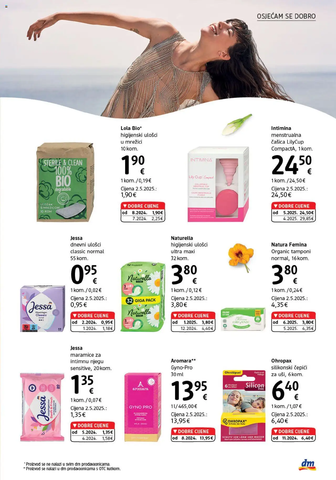 DM katalog | vrijedi od 01.07.2025 | Stranica: 17 | Proizvodi: Higijenski ulošci, Dnevni ulošci, Tamponi