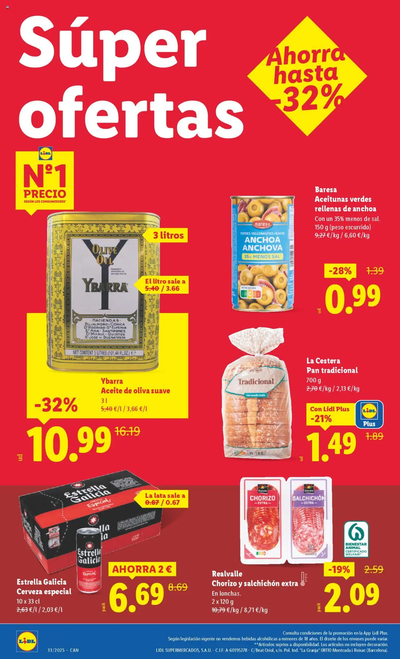 Lidl - Canarias  │ válido desde el 11.08.2025 | Página: 2 | Productos: Pan, Cerveza, Aceite de oliva, Peso