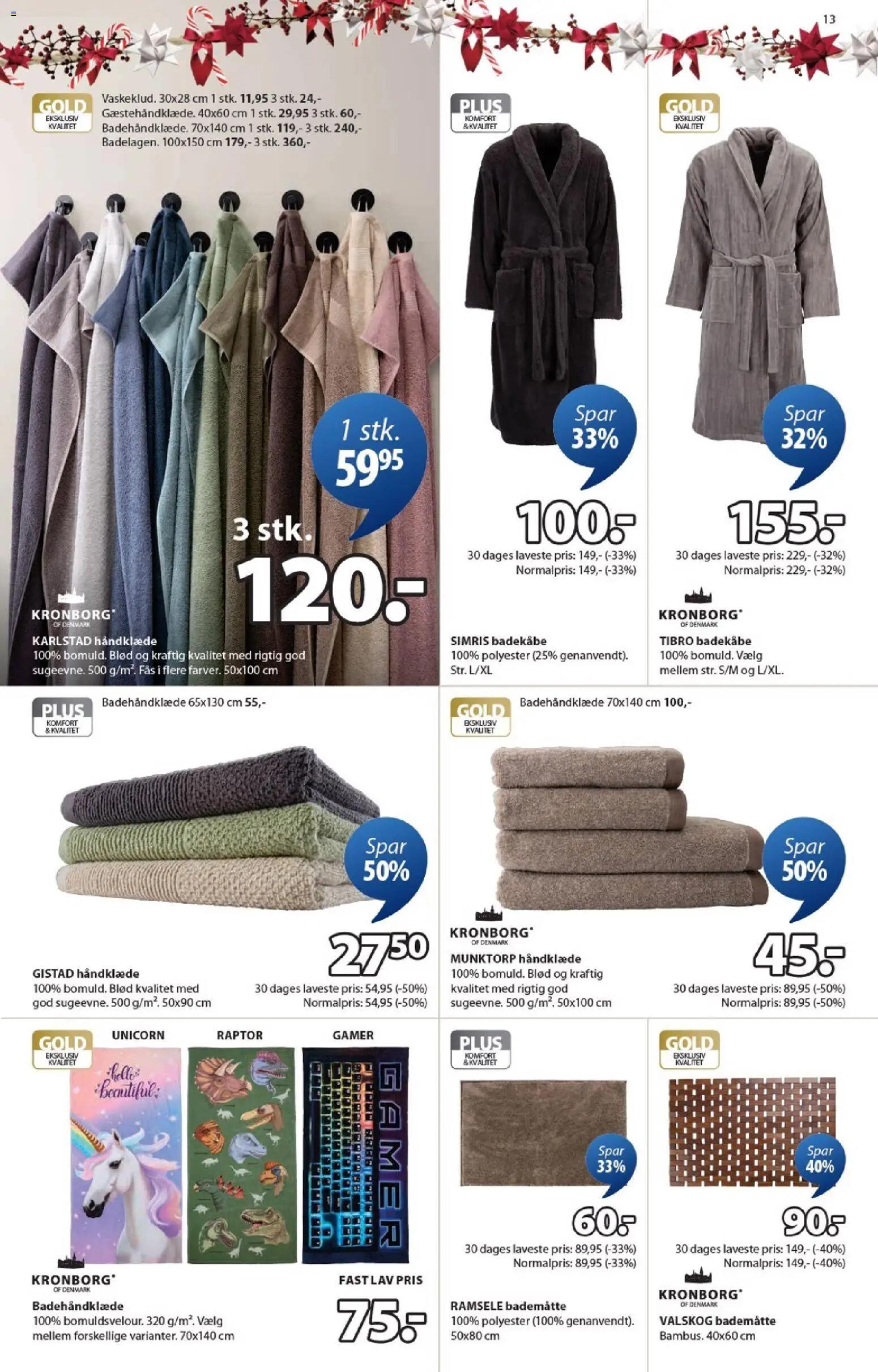 JYSK tilbudsavis – gyldig fra 31.10.2025 | Side: 13 | Produkter: Håndklæde, Badekåbe, Bademåtte
