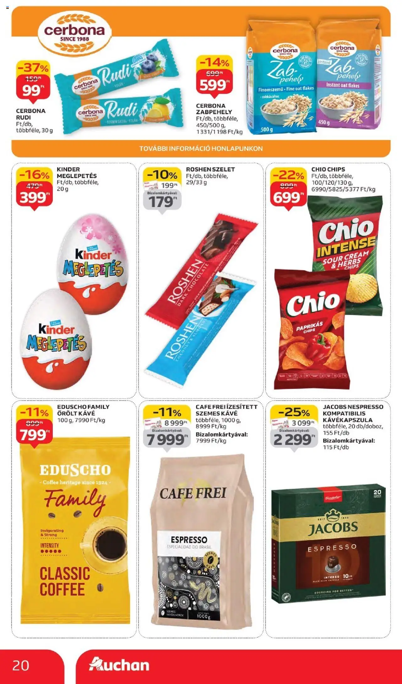 Auchan akciós ujság - amely érvényes a következő dátumtól: 11.09.2025 | Oldal: 20 | Termékek: Zabpehely, Zabkása, Kávé, Őrölt kávé