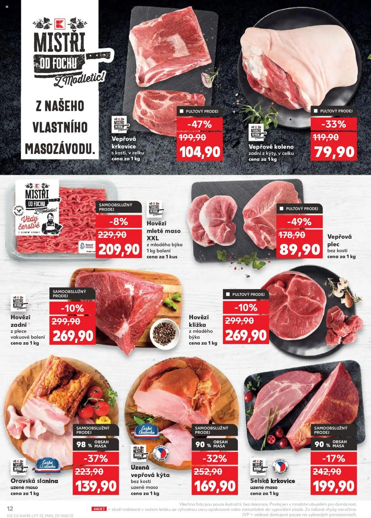 Kaufland leták - Praha 8 od 27.08.2025 | Strana: 12 | Produkty: Vepřové koleno, Plec bez kosti, Hovězí zadní, Mleté maso