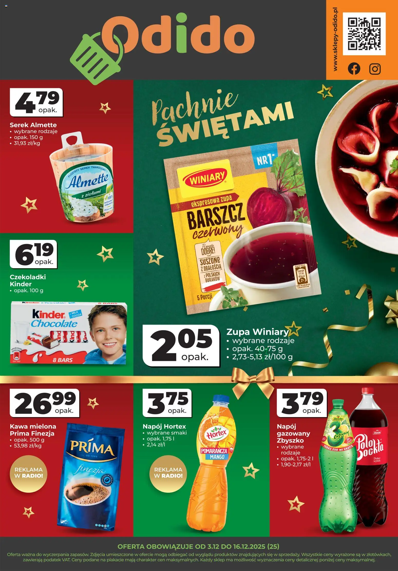 Odido Gazetka - Wybrane produkty od 03.12.2025 | Strona: 1 | Produkty: Mango, Czekoladki, Radio, Zupa