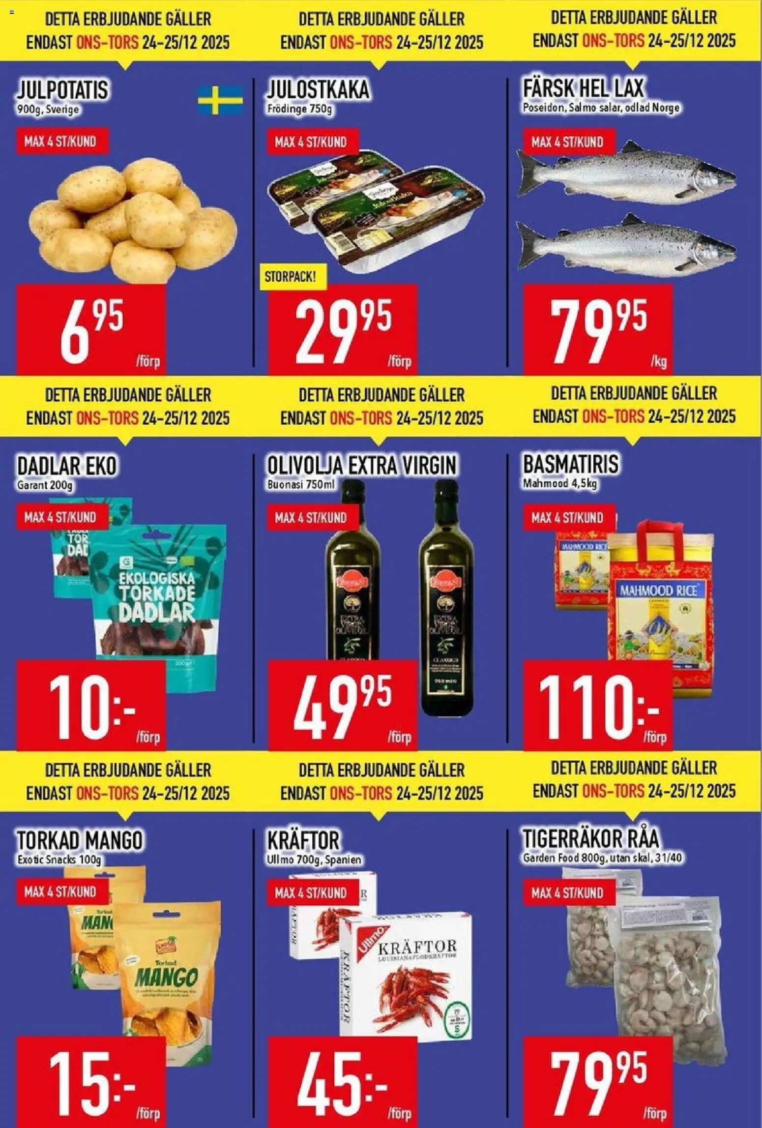 Matdax reklamblad aktuell från 22.12.2025 | Sida: 7 | Produkter: Galler, Lax, Olivolja, Mango