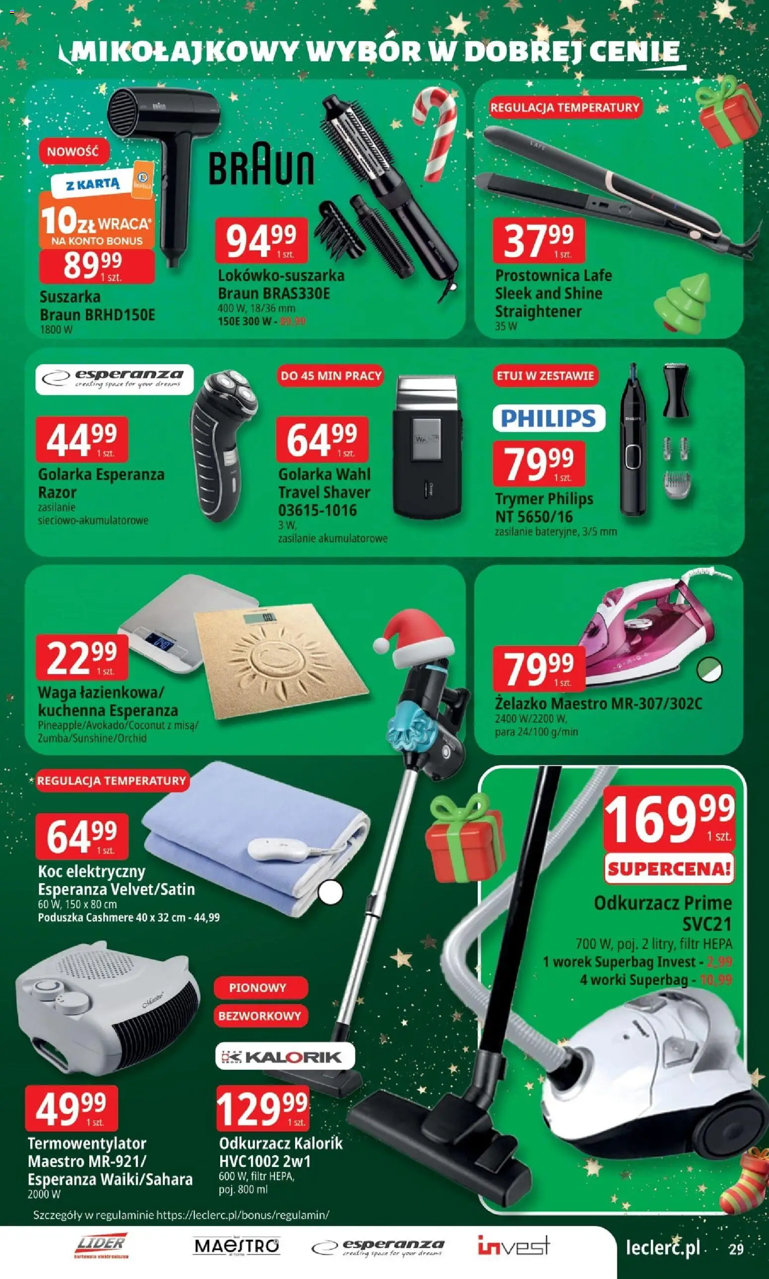 E.Leclerc Gazetka - Zielona Góra od 25.11.2025 | Strona: 29 | Produkty: Waga, Odkurzacz, Prostownica, Golarka