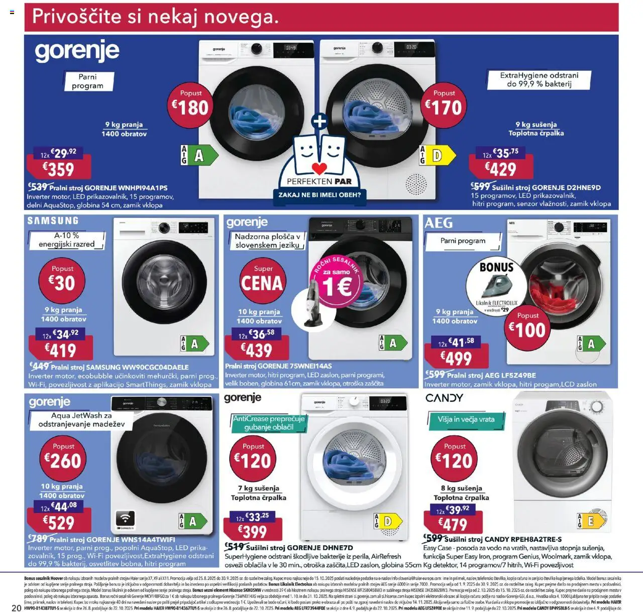 Novi Harvey Norman katalog ponudbe – veljaven od 16.10.2025 | Stran: 20 | Izdelki: Susilni stroj, Likalnik, Oblacila, Vrata