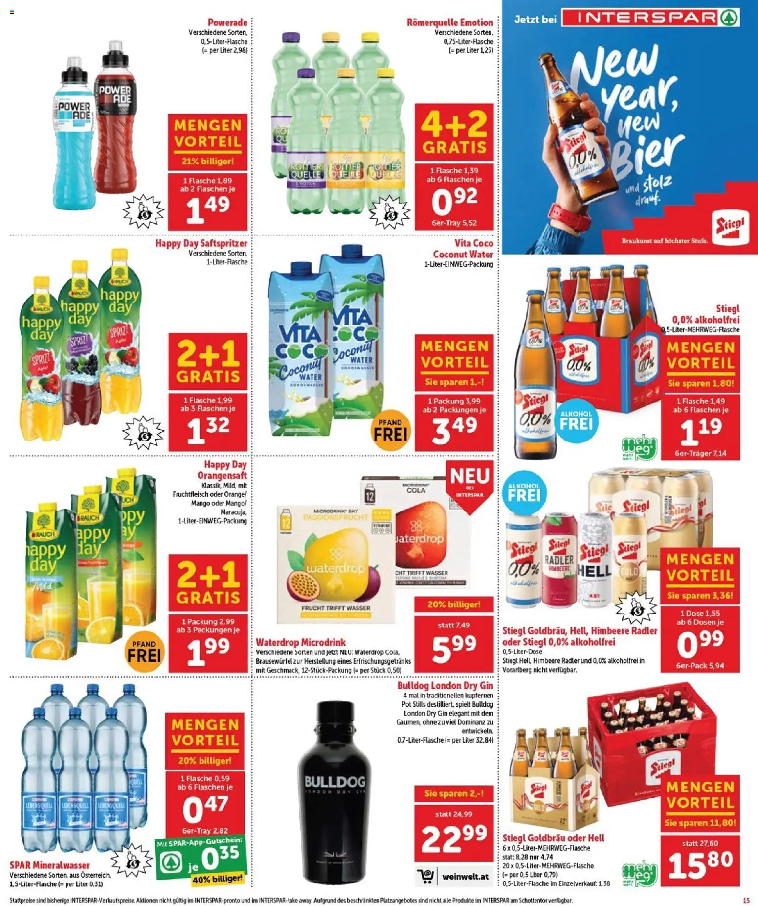 Interspar Flugblatt - Burgenland Nord gültig ab 15.01.2026 | Seite: 16 | Produkte: Gin, Wasser, Mango, Bier