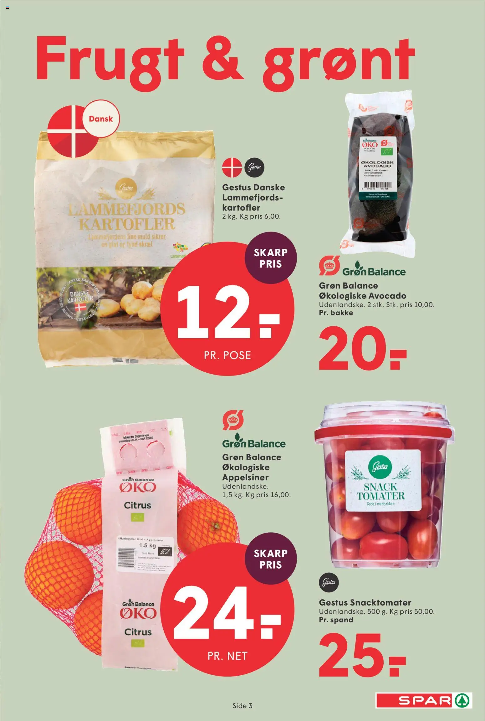 Spar tilbudsavis – gyldig fra 06.03.2026 | Side: 3 | Produkter: Appelsiner, Tomater, Kartofler, Avocado