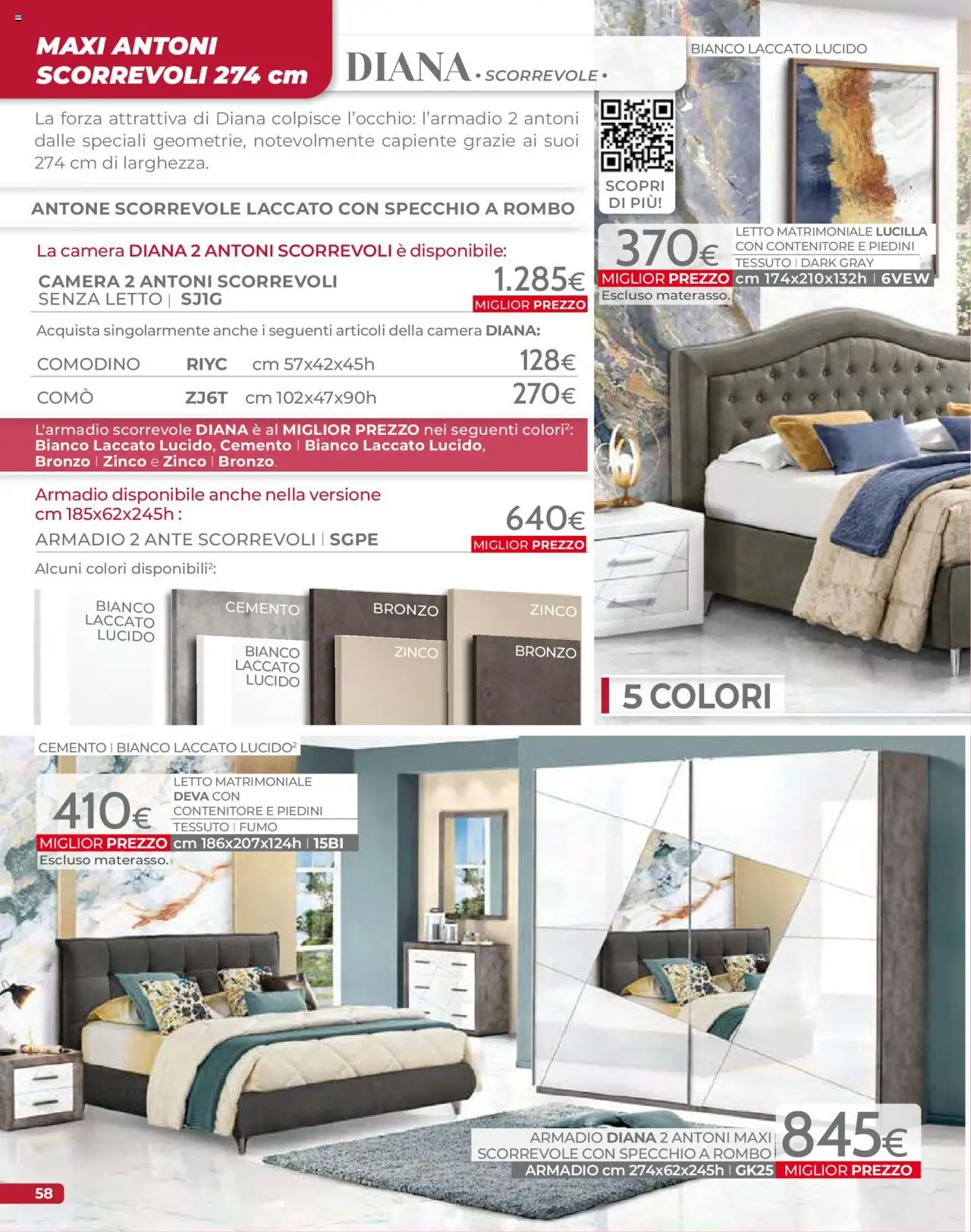 Volantino Mondo Convenienza del 09.09.2025 | Pagina: 60 | Prodotti: Letto matrimoniale, Contenitore, Letto, Comodino