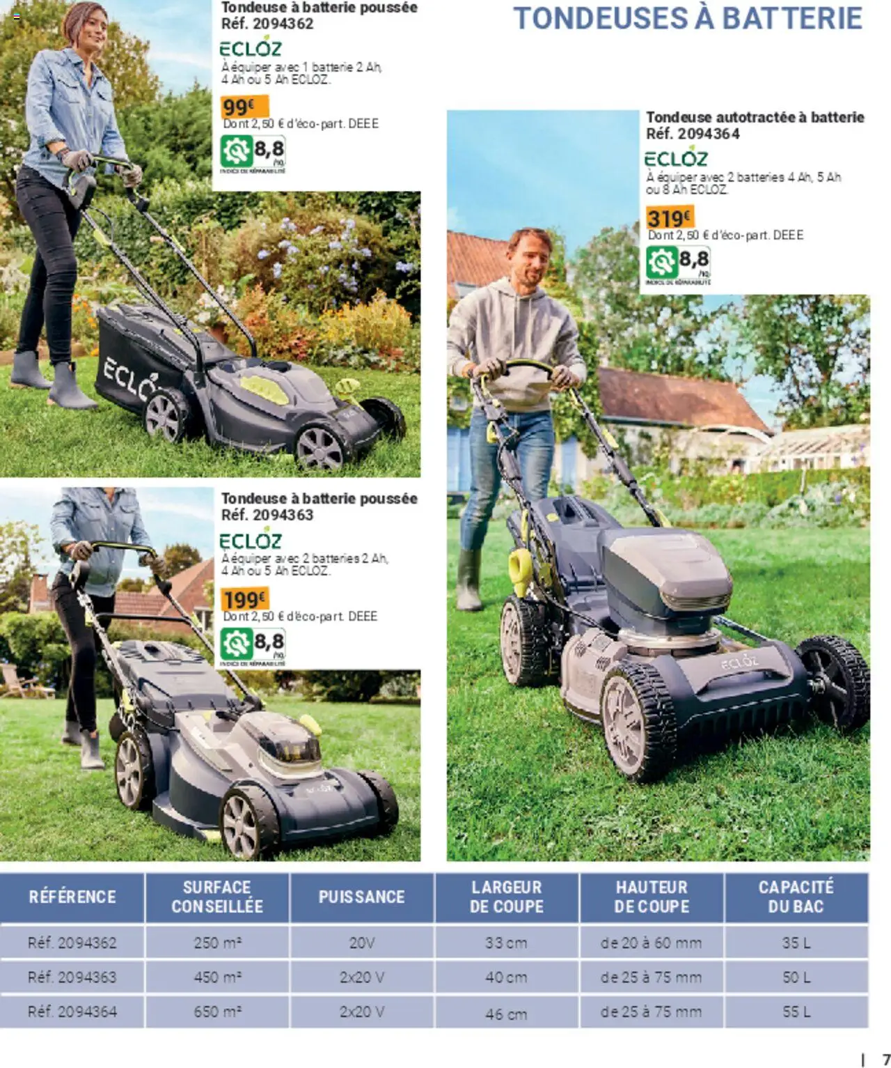 {H1} | Page: 7 | Produits: Tondeuse, Batterie