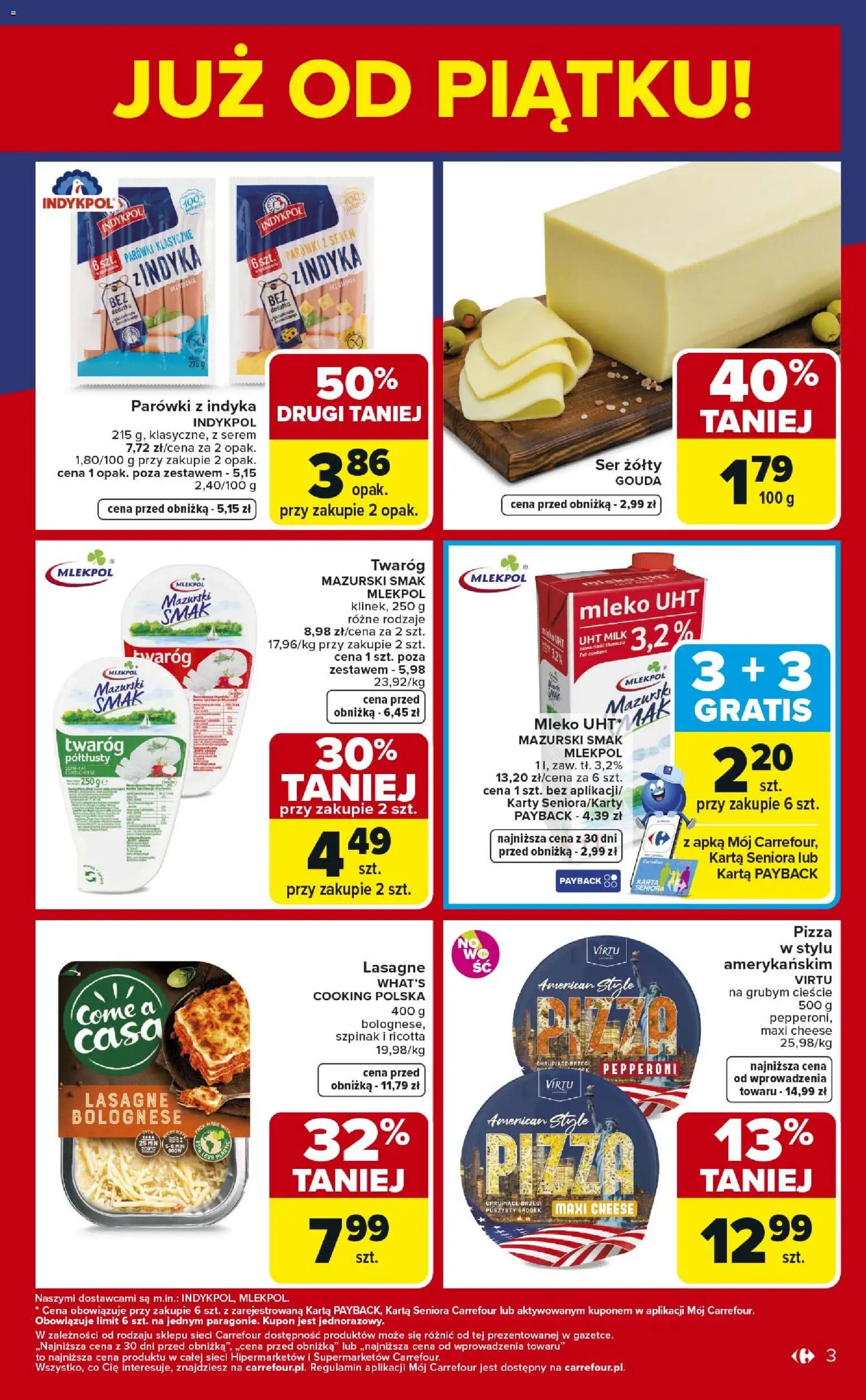 Carrefour Gazetka - Weekend okazji od 02.01.2026 | Strona: 3 | Produkty: Ser żółty, Parówki, Parówki z indyka, Ricotta