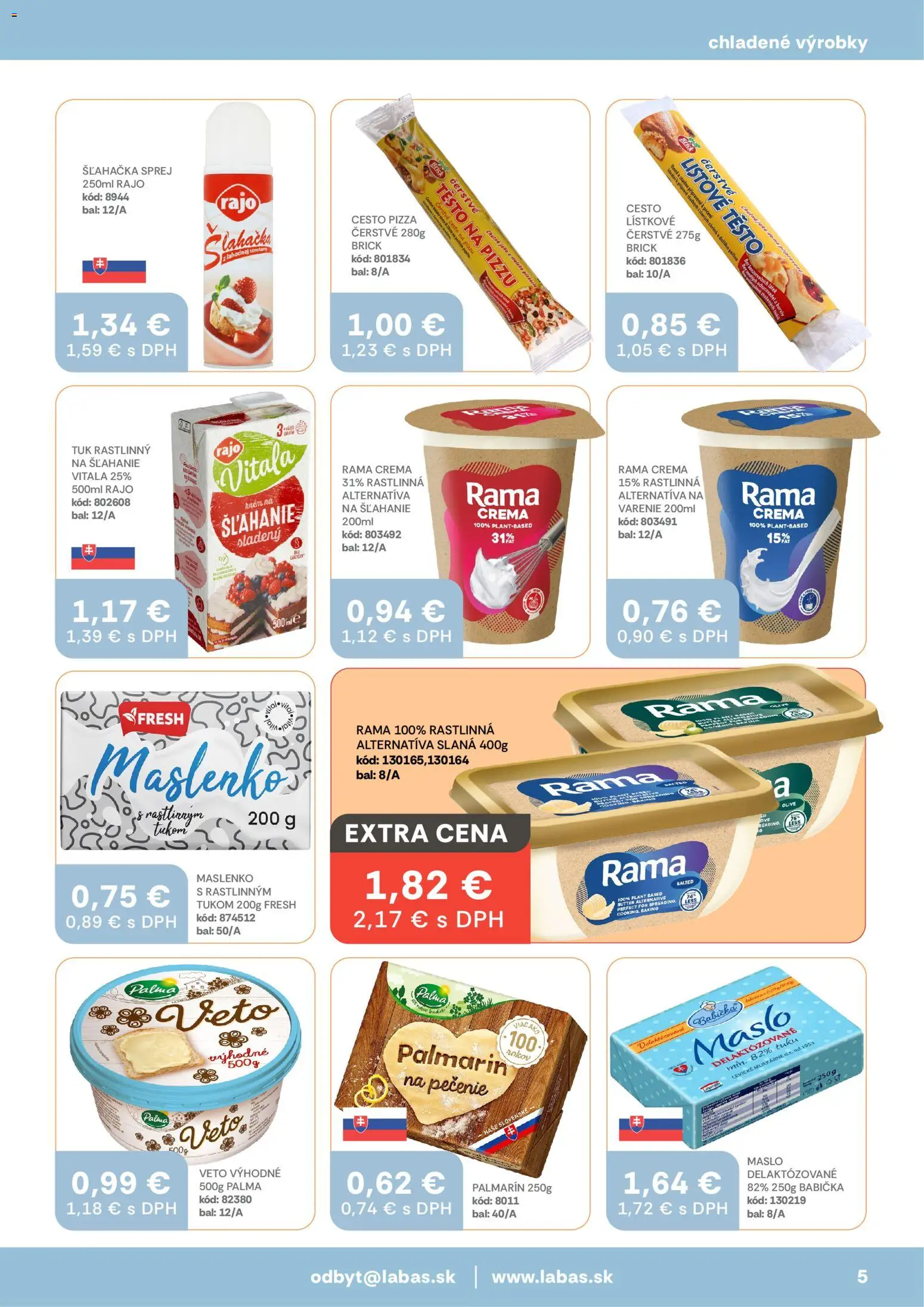 Nové Labaš akcie – leták je platný od 13.03.2026 | Strana: 5 | Produkty: Pizza, Palmarin, Krém, Šľahačka