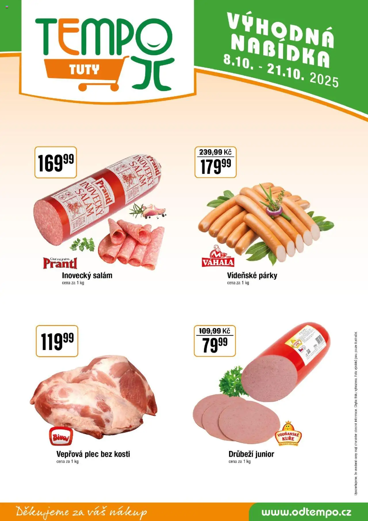 Tempo leták - Tuty od 08.10.2025 | Strana: 9 | Produkty: Salám, Plec bez kosti, Vídeňské párky, Inovecký salám