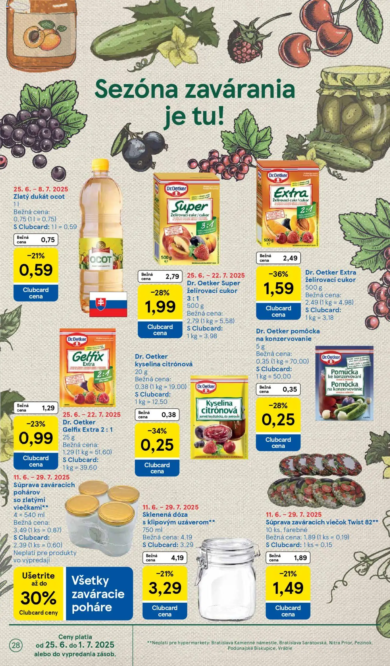 Tesco Hypermarket - leták │ platný od 25.06.2025 | Strana: 28 | Produkty: Cukor, Jar, Ocot