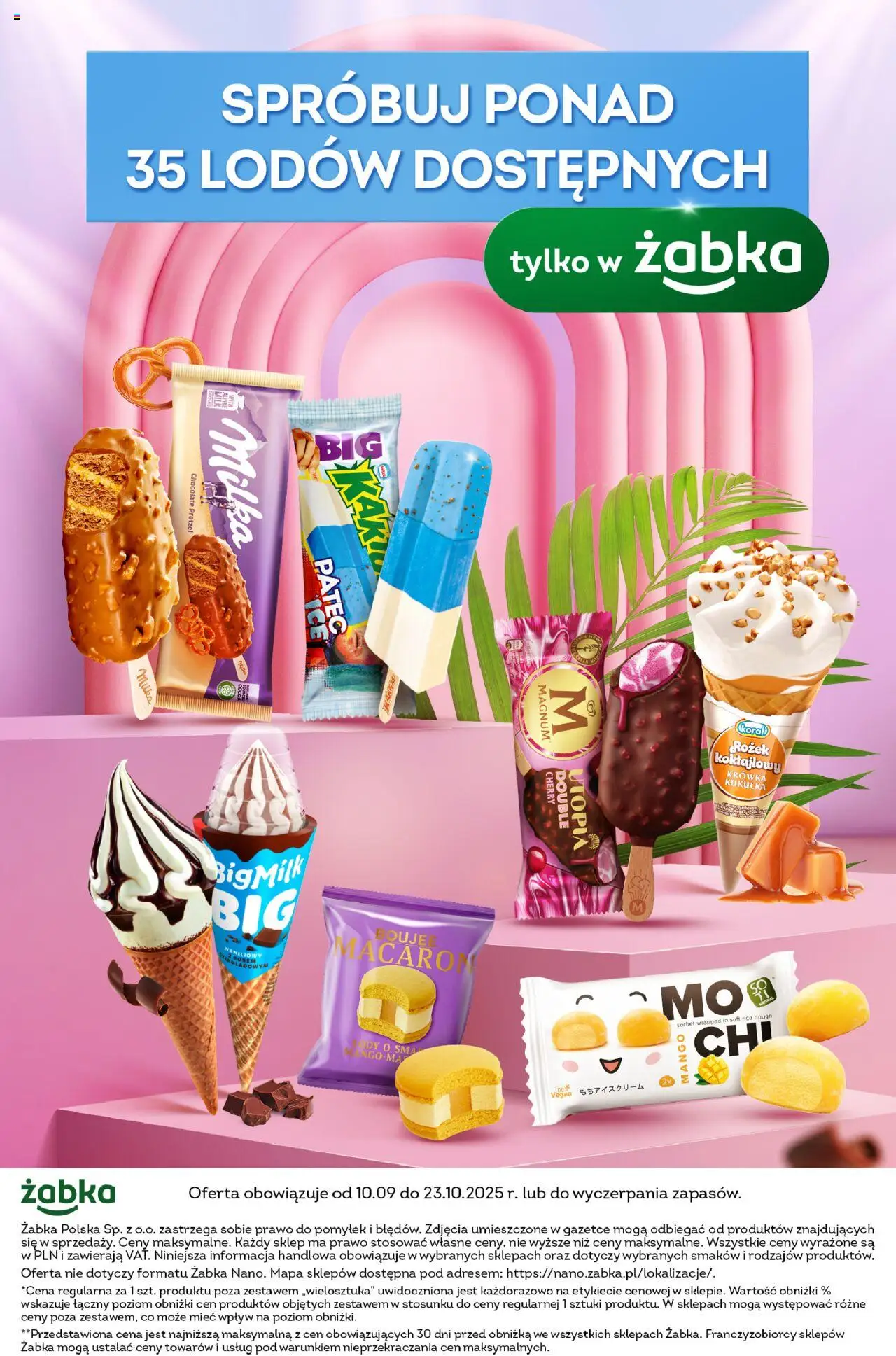 Żabka Gazetka - Lody od 10.09.2025 | Strona: 18 | Produkty: Mango, Krowka, Milka, Sorbet