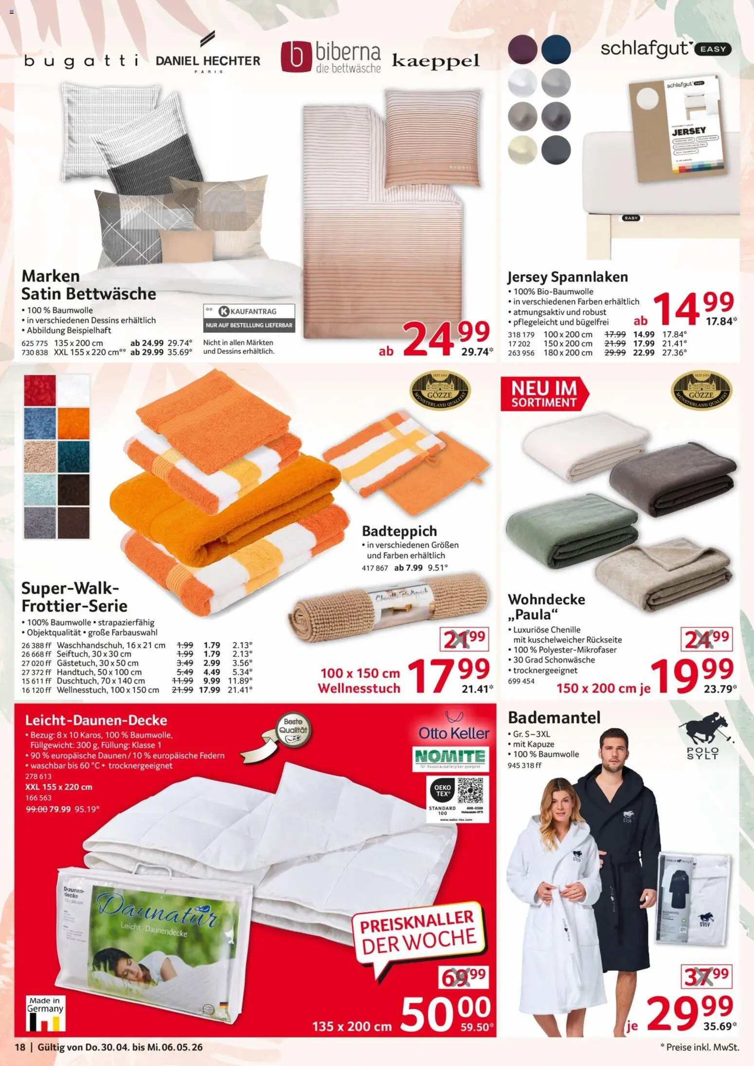 Selgros Nonfood – gültig ab 30.04.2026 | Seite: 18 | Produkte: Decke, Bettwäsche, Bademantel