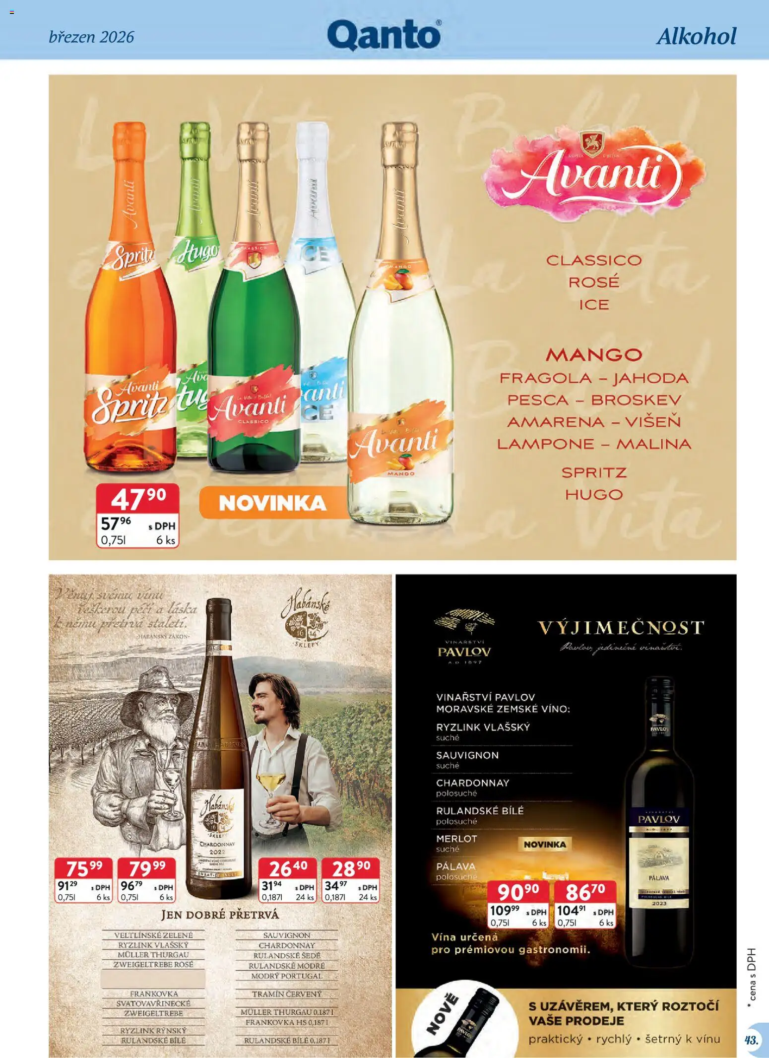 Astur & Qanto leták - Velkoobchod 03/2026 od 01.03.2026 | Strana: 43 | Produkty: Mango, Víno, Spritz, Tramín červený