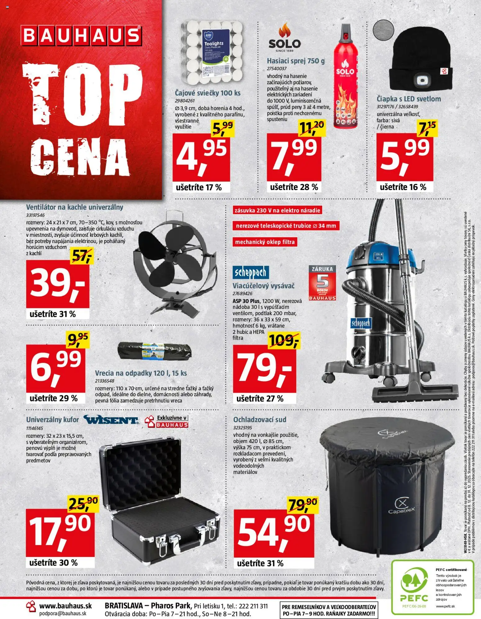 Nové Bauhaus akcie – leták je platný od 08.12.2025 | Strana: 32 | Produkty: Kachle, Ventilátor, Náradie, Telefón