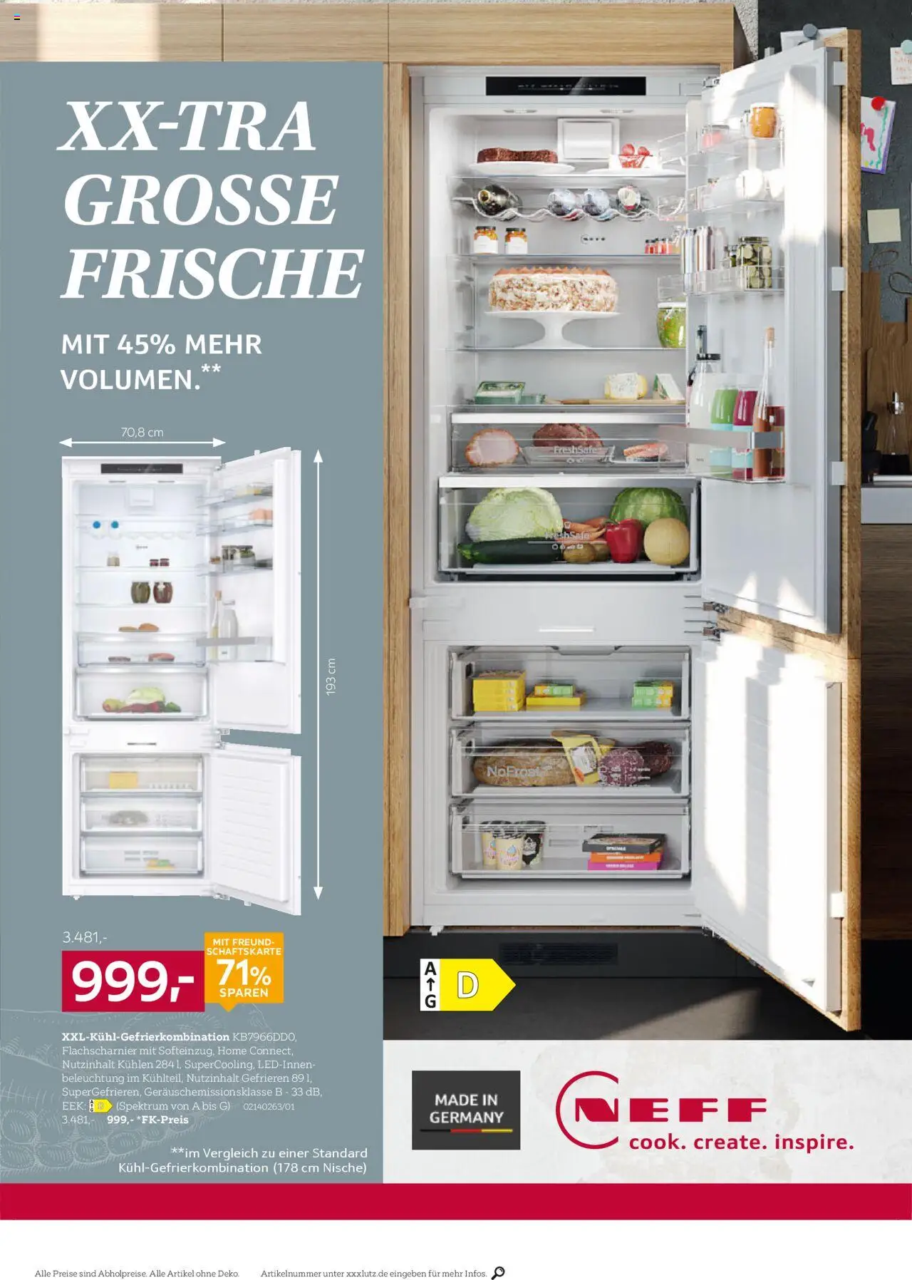 XXXL Lutz Nr. 1 bei Küchen – gültig ab 22.09.2025 | Seite: 14 | Produkte: Kühlgefrierkombination