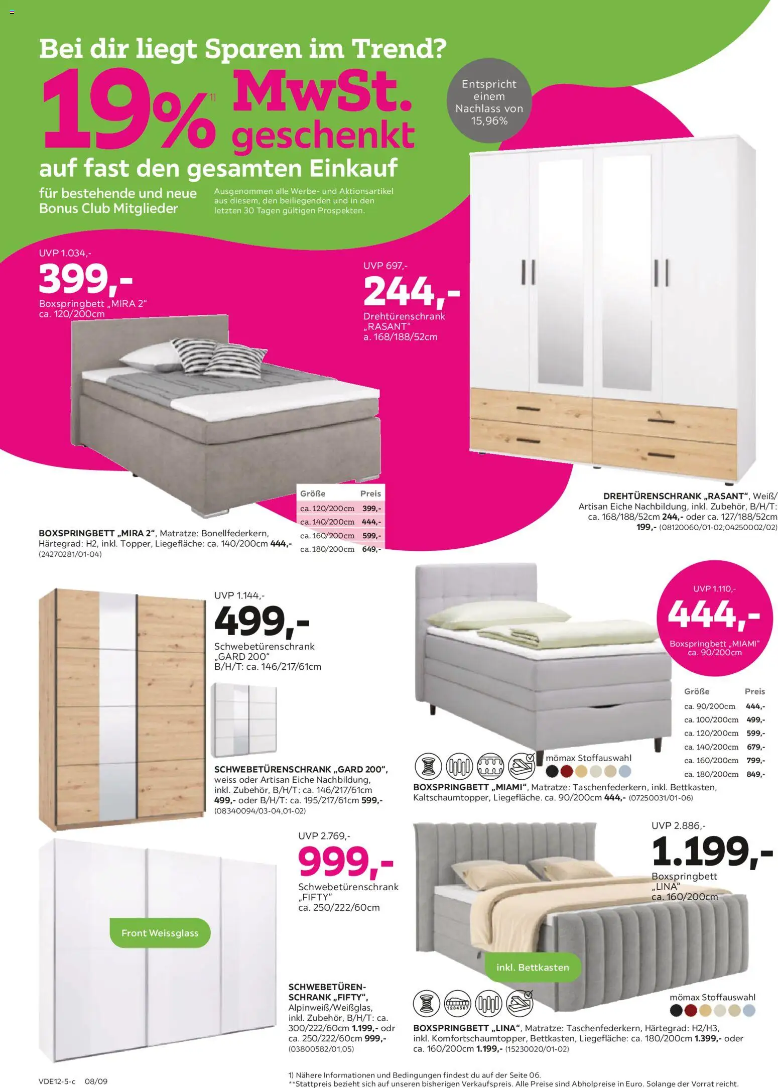 Mömax Prospekt 	 – gültig ab 08.12.2025 | Seite: 8 | Produkte: Matratze, Drehtürenschrank, Boxspringbett, Schrank