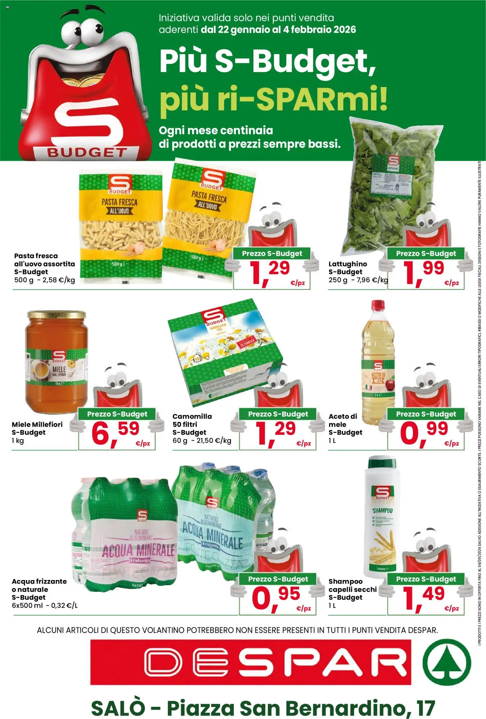 Volantino Despar del 22.01.2026 | Pagina: 20 | Prodotti: Mele, Aceto di mele, Pasta, Acqua minerale