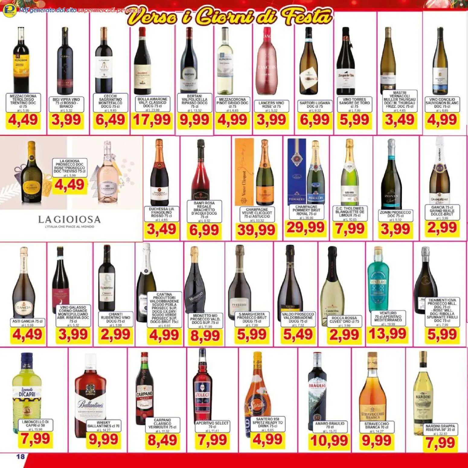 Volantino Pewex del 06.12.2025 | Pagina: 18 | Prodotti: Prosecco, Champagne, Astuccio, Grappa