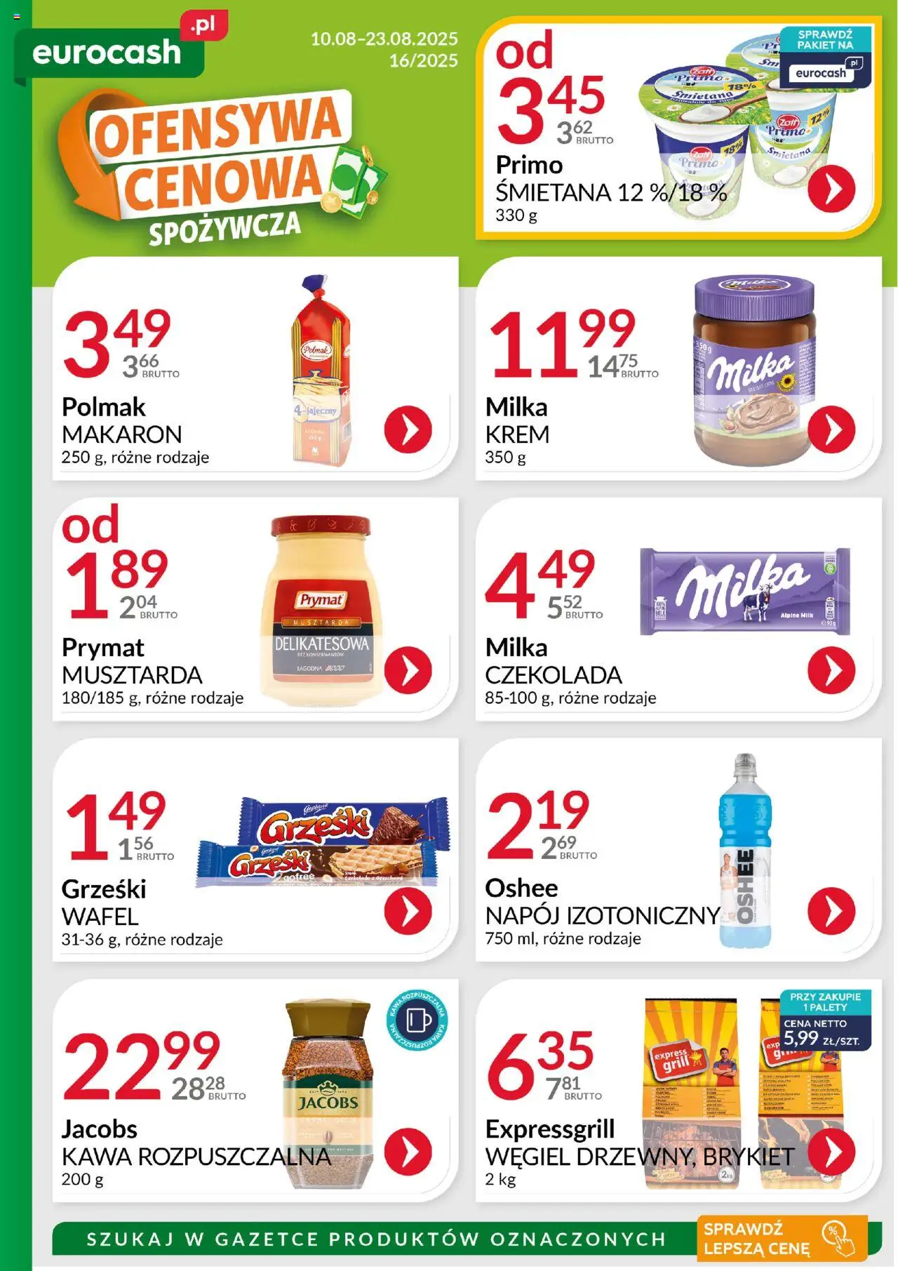 Eurocash Gazetka - Ofensywa Cenowa Spożywcza od 10.08.2025 | Strona: 1 | Produkty: Milka, Musztarda, Czekolada, Krem