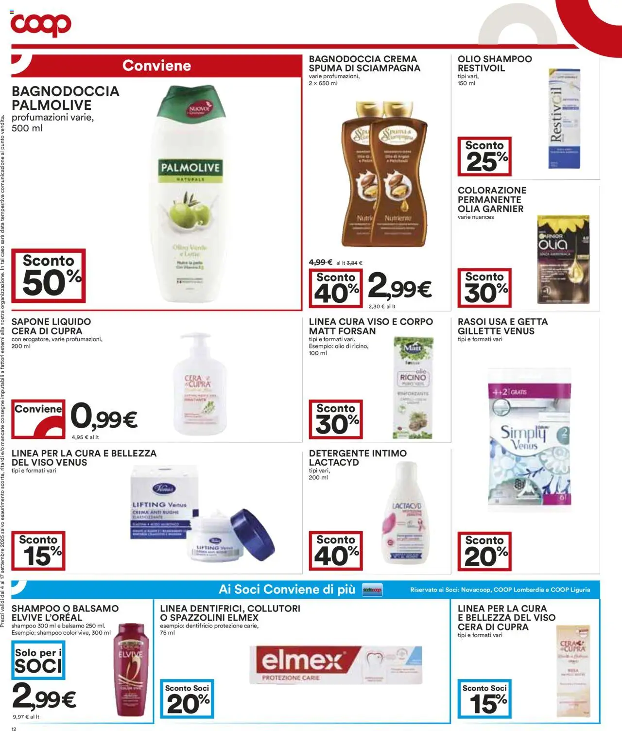Volantino COOP del 04.09.2025 | Pagina: 12 | Prodotti: Sapone, Detergente, Intimo, Olio