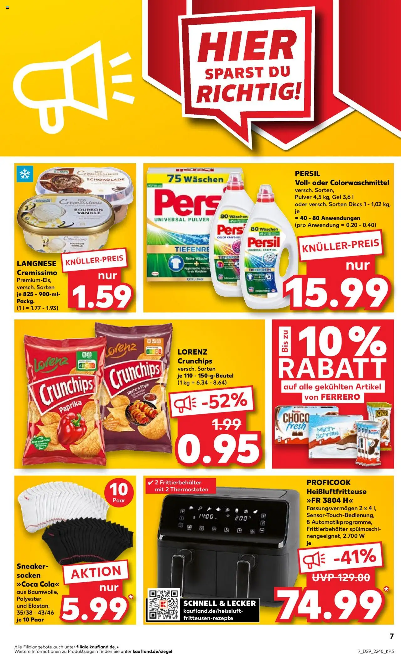 Kaufland prospekt Stuttgart	 - gültig ab dem 17.07.2025 | Seite: 7 | Produkte: Langnese cremissimo, Cola, Schokolade, Heißluftfritteuse