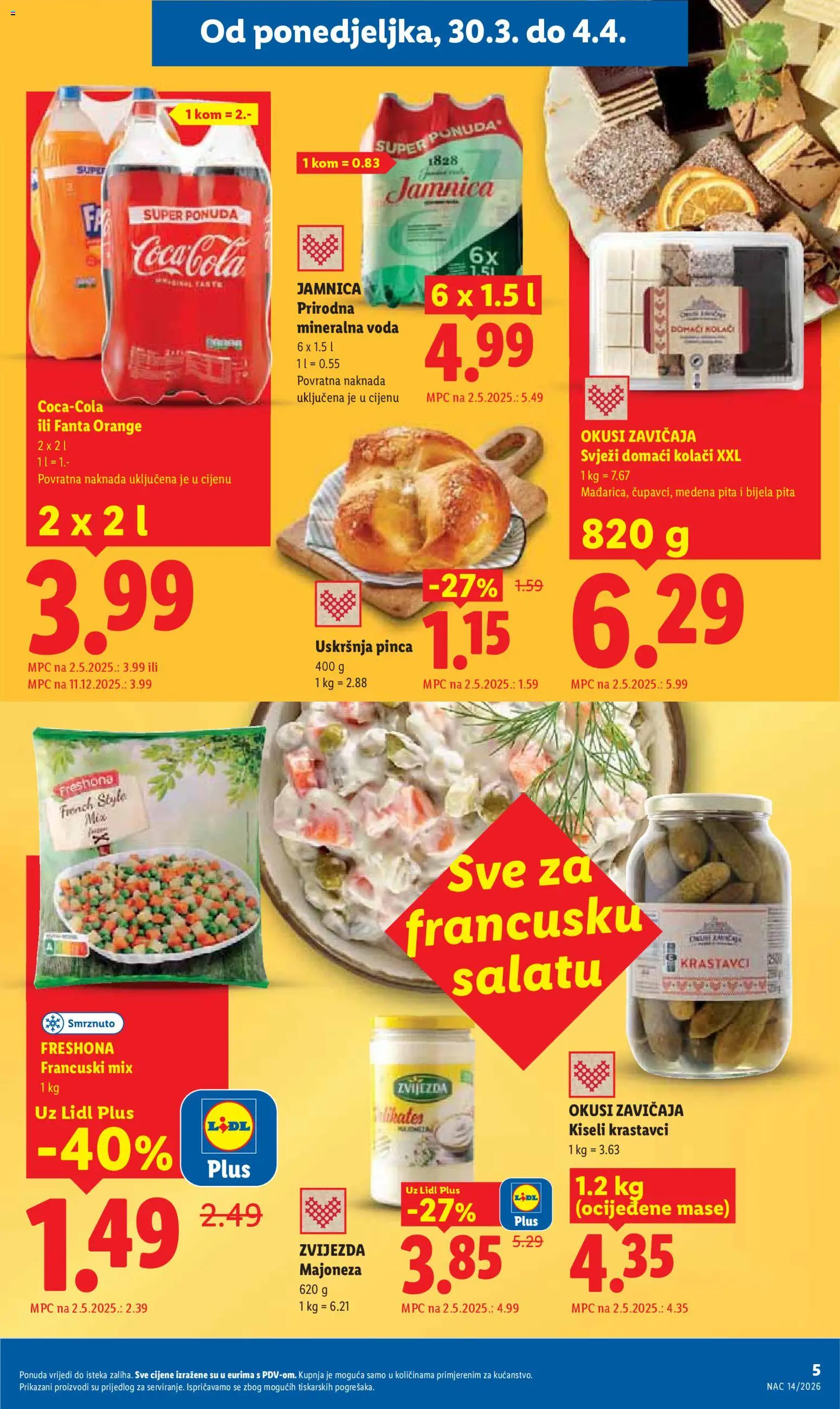 Lidl katalog | vrijedi od 30.03.2026 | Stranica: 5 | Proizvodi: Fanta, Pita, Jamnica, Voda