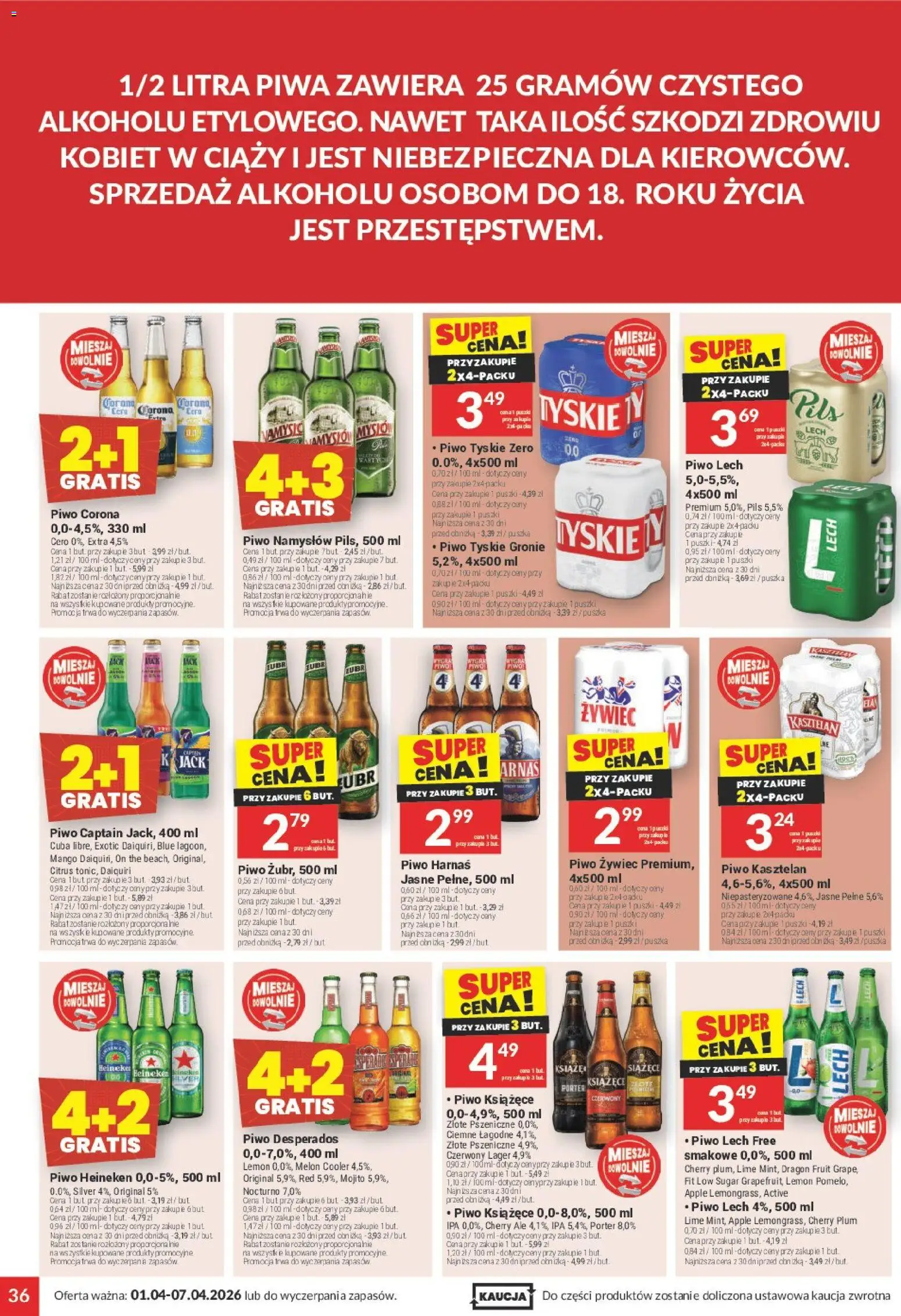 Twój Market gazetka od 01.04.2026 | Strona: 36 | Produkty: Piwo Desperados, Harnaś, Róż, Piwo