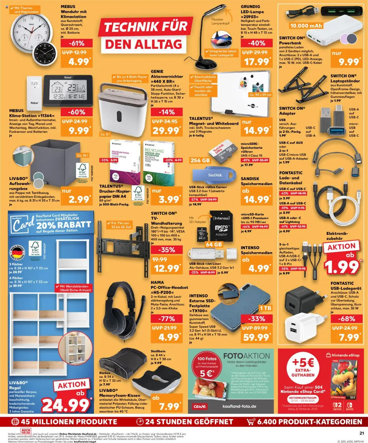 Kaufland prospekt Hamburg	 - gültig ab dem 28.08.2025 | Seite: 21 | Produkte: Aktenvernichter, Batterie, Headset, TV