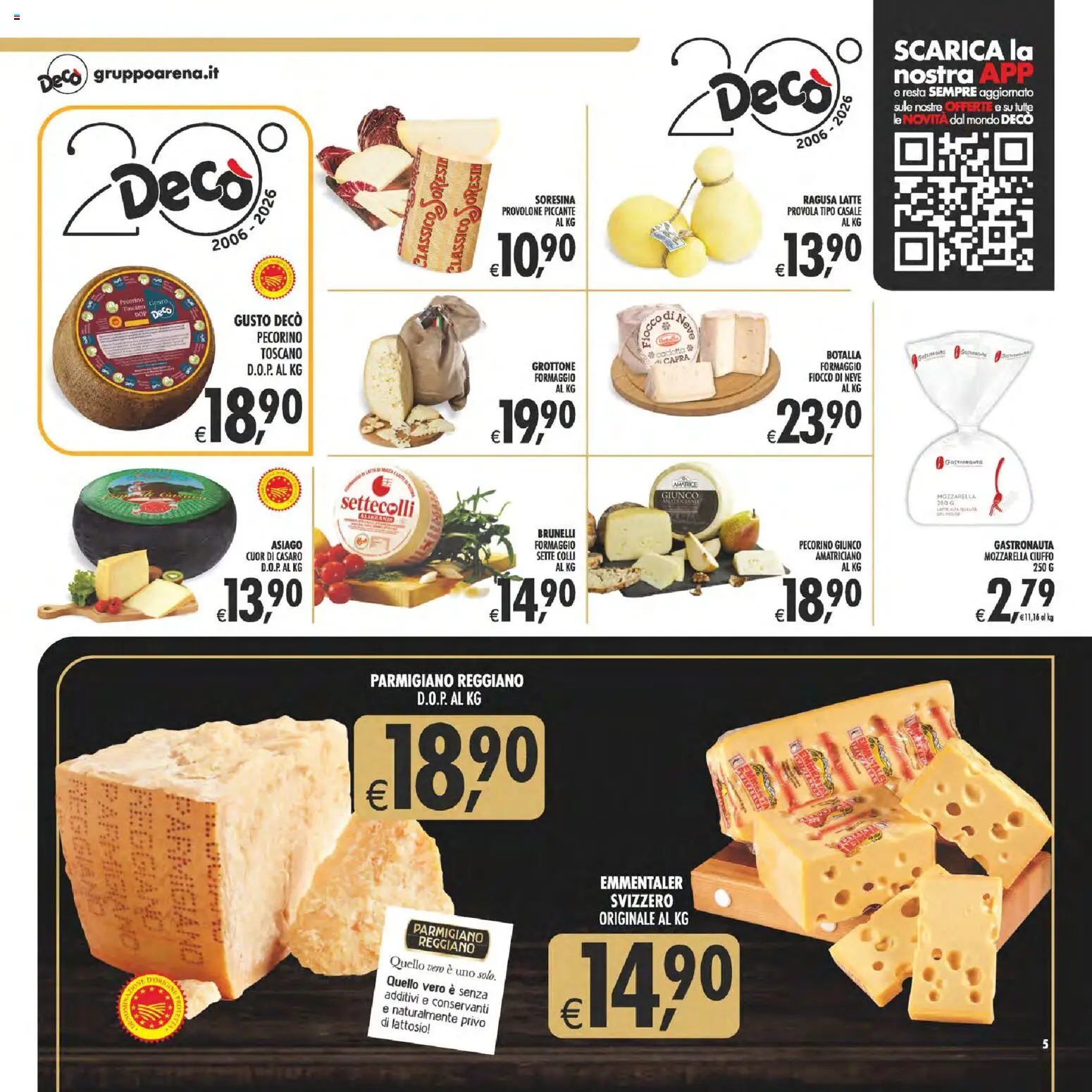 Volantino Decò del 07.04.2026 | Pagina: 5 | Prodotti: Latte, Formaggio, Parmigiano reggiano, Pecorino