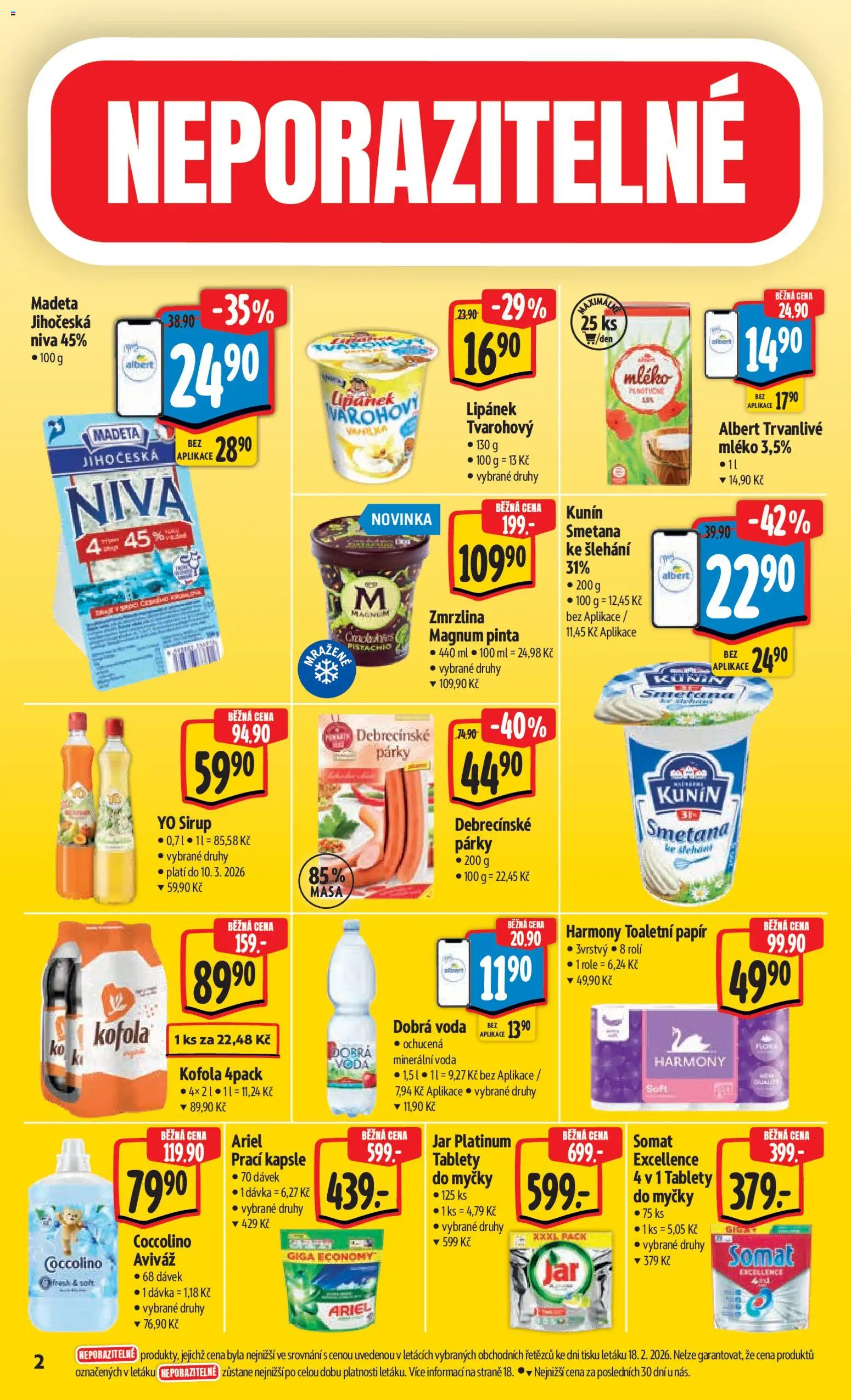 Albert leták - Hypermarket od 25.02.2026 | Strana: 6 | Produkty: Mléko, Párky, Kofola, Jar platinum