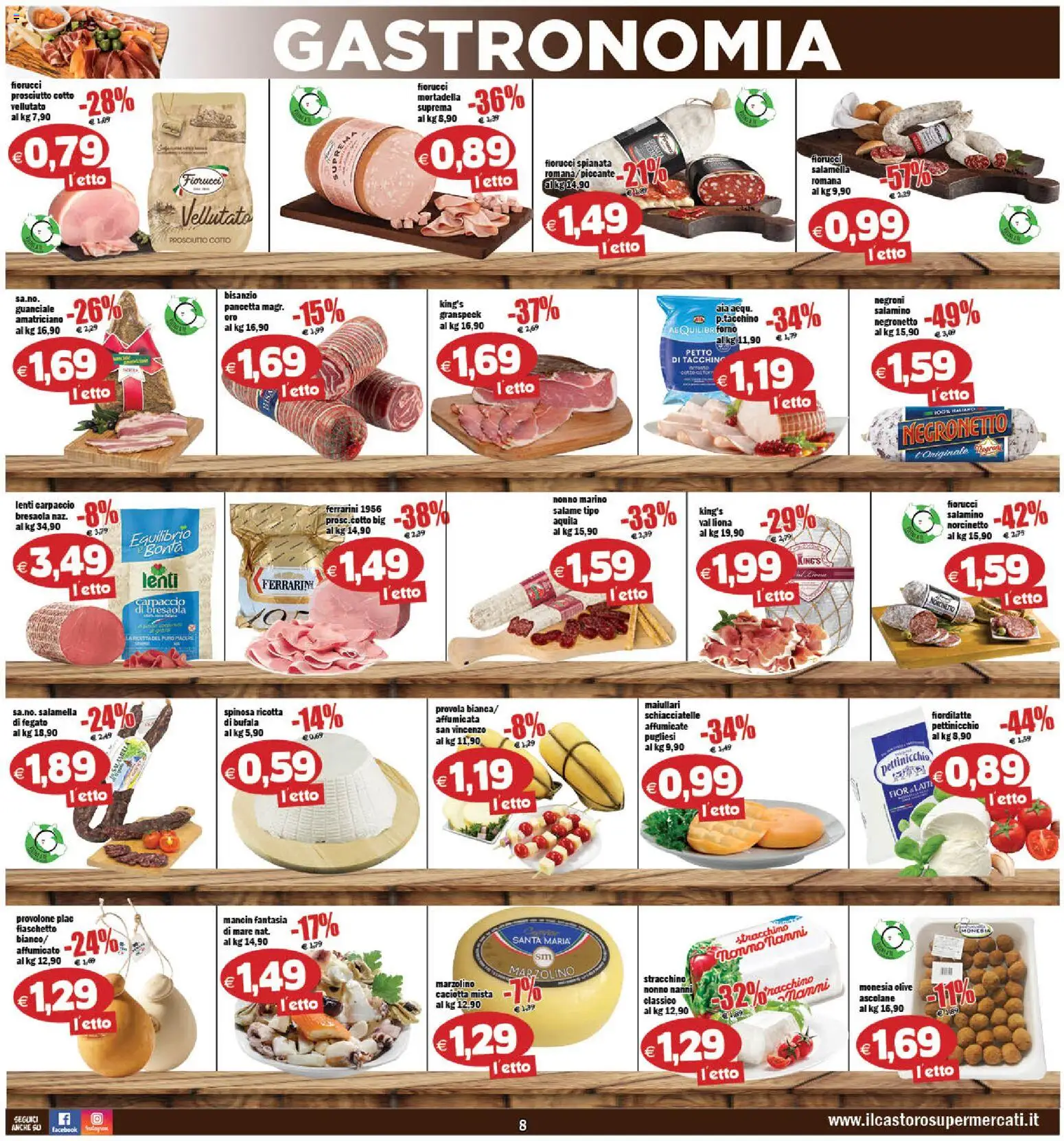 Volantino Il Castoro del 27.03.2026 | Pagina: 8 | Prodotti: Provolone, Bresaola, Pancetta, Tacchino
