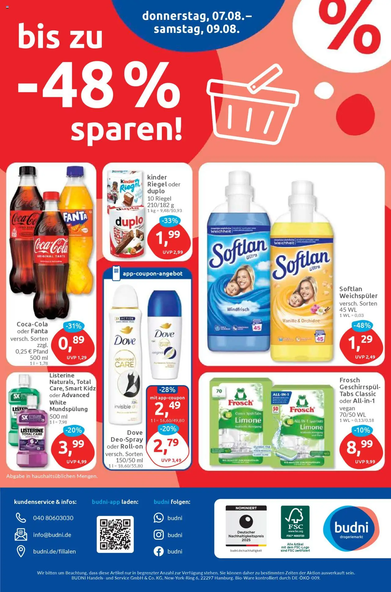 Budni Prospekt 	 - gültig ab dem 04.08.2025 | Seite: 8 | Produkte: Fanta, Cola, Weichspüler, Listerine