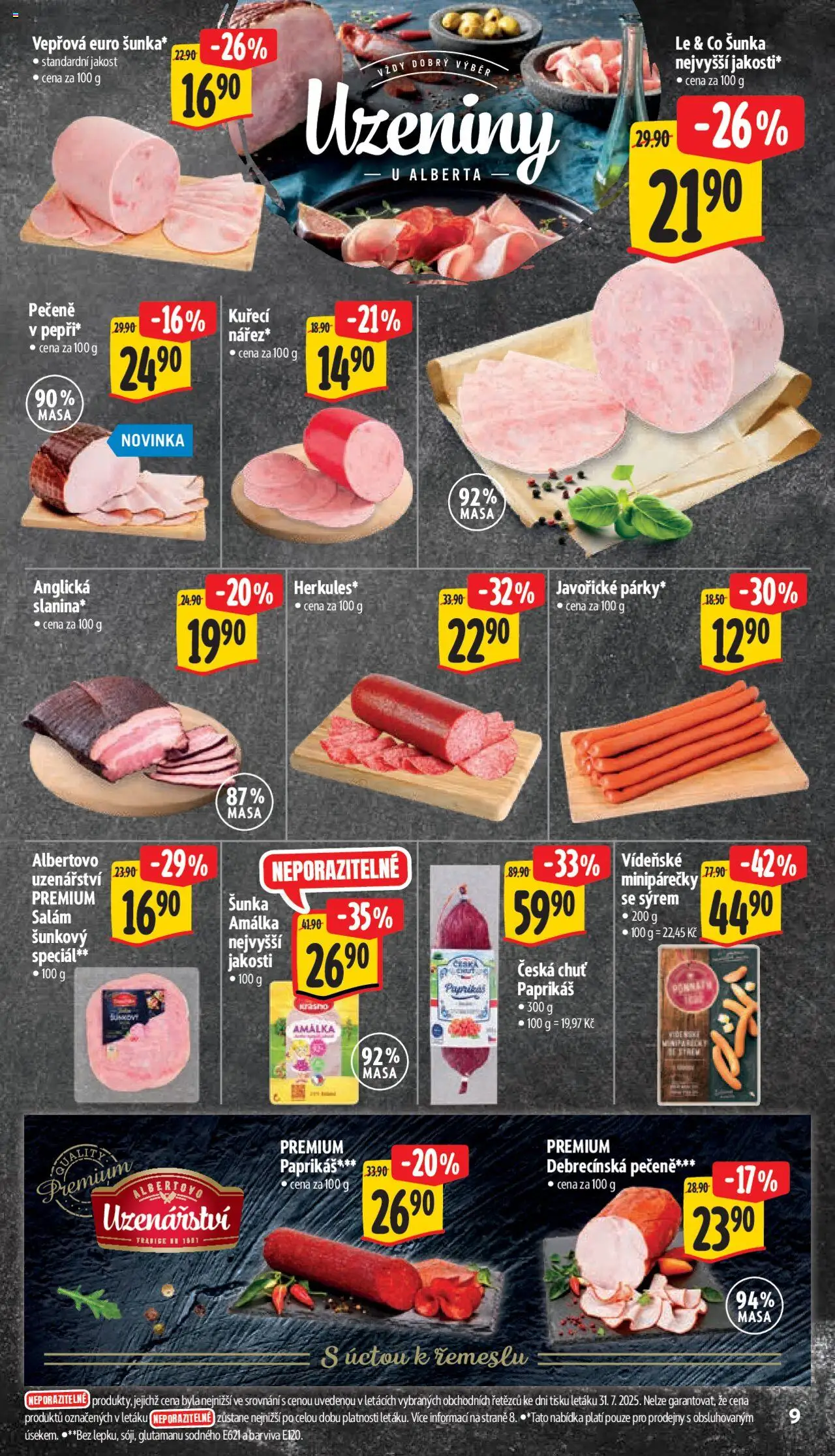 Albert leták - Supermarket od 06.08.2025 | Strana: 16 | Produkty: Salám, Šunka, Uzeniny
