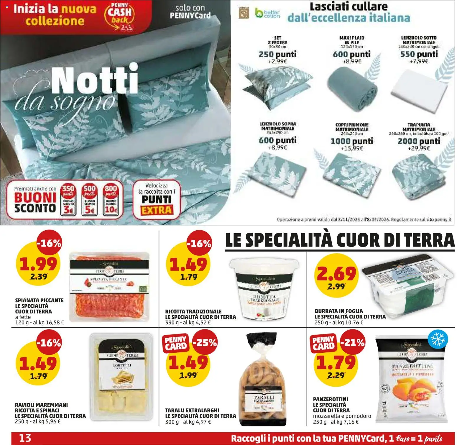 Volantino PENNY del 06.11.2025 | Pagina: 13 | Prodotti: Pile, Spinaci, Ravioli, Terra