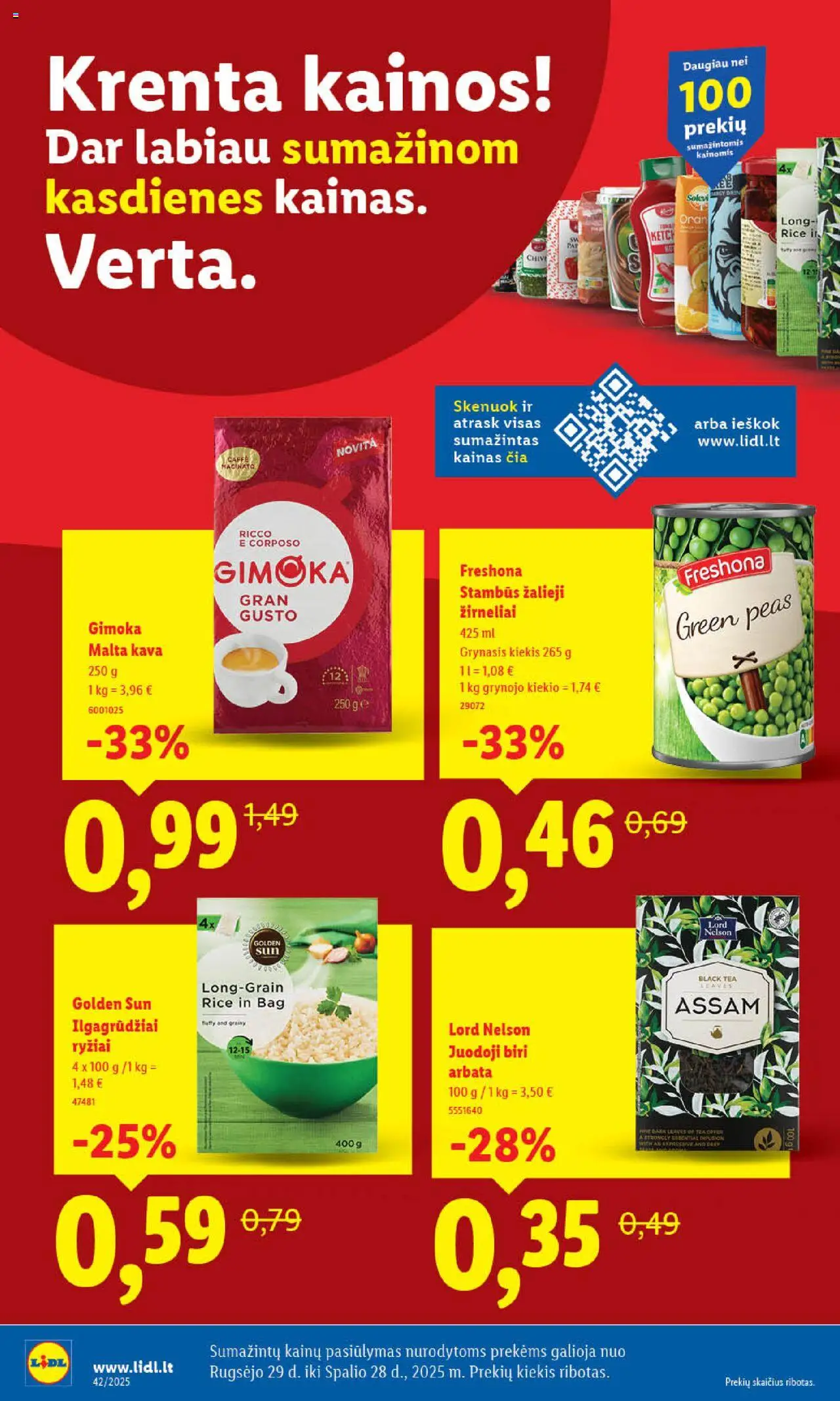 LIDL akcijos nuo 16.10.2025 | Puslapis: 4 | Prekių: Kava, Ryžiai, Arbata, Žirneliai