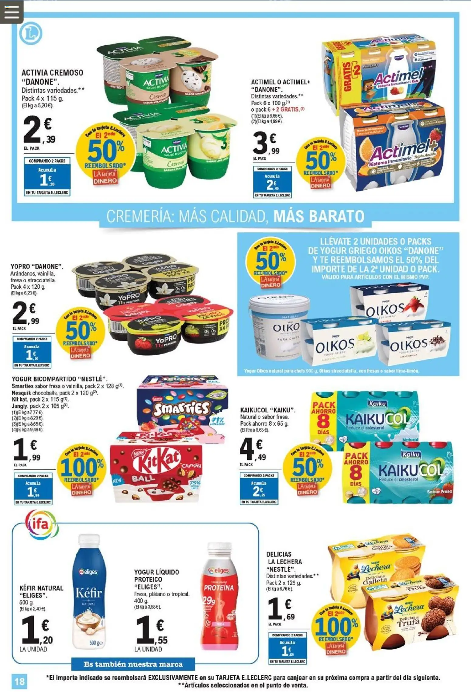 E.Leclerc folleto │ válido desde el 25.02.2026 | Página: 18 | Productos: Yogur, Μαγειρική εστία, Fresas, Té