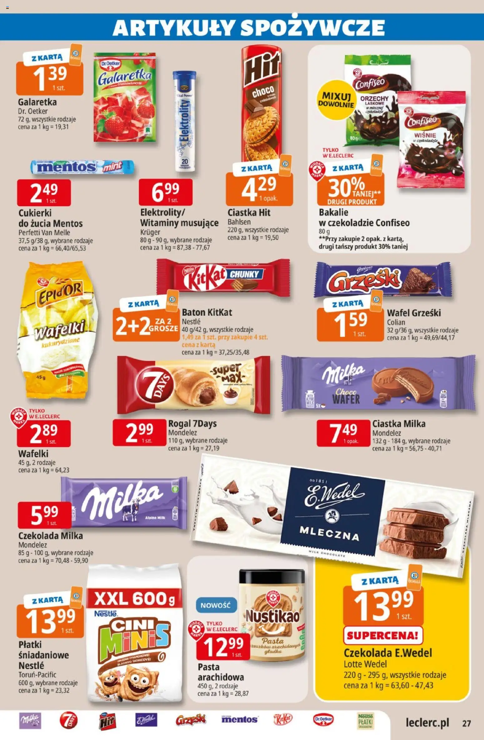 E.Leclerc gazetka od 21.04.2026 | Strona: 27 | Produkty: Milka, Wiśnie, Orzechy laskowe, Orzechy