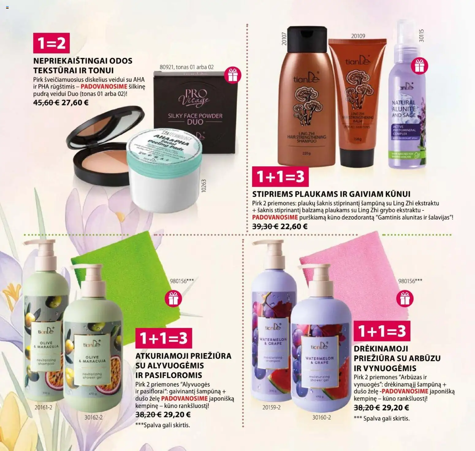 TianDe akcijos nuo 01.03.2026 | Puslapis: 2 | Prekių: Pudra, Vynuogės, Dušo želė