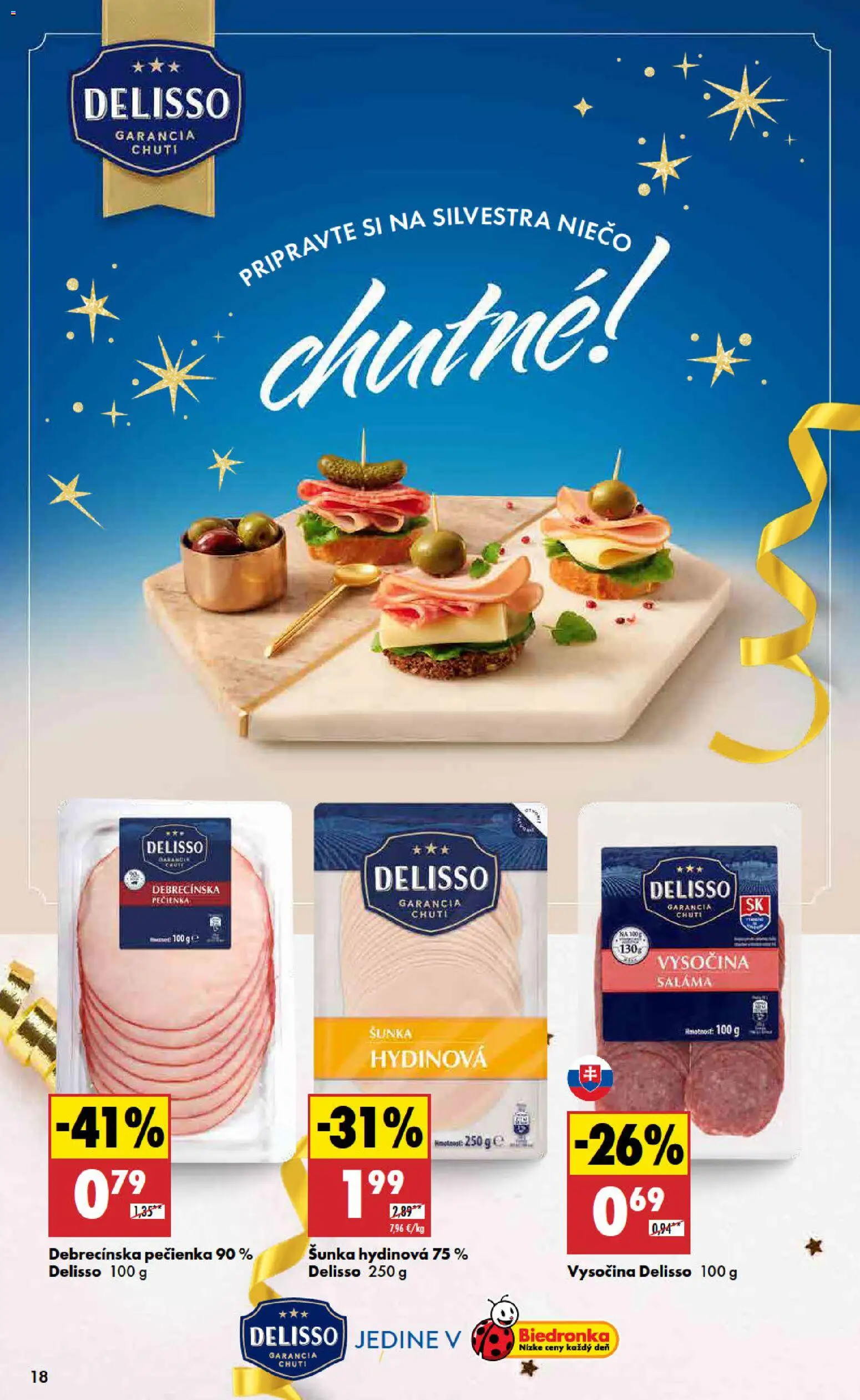Nové Biedronka akcie – leták je platný od 27.12.2025 | Strana: 18 | Produkty: Saláma, Šunka