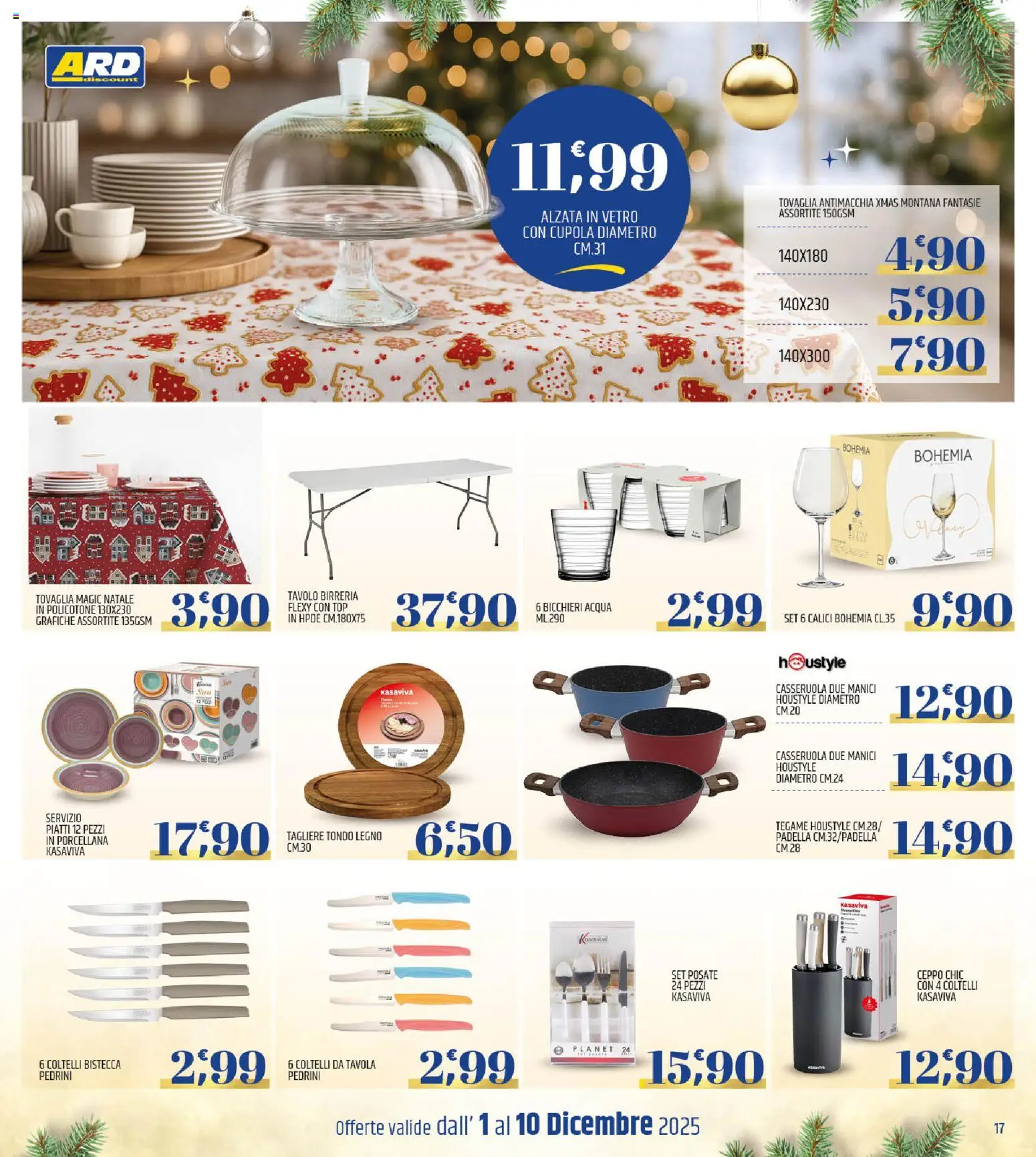 Volantino ARD Discount del 01.12.2025 | Pagina: 17 | Prodotti: Tagliere, Casseruola, Tavolo, Tovaglia