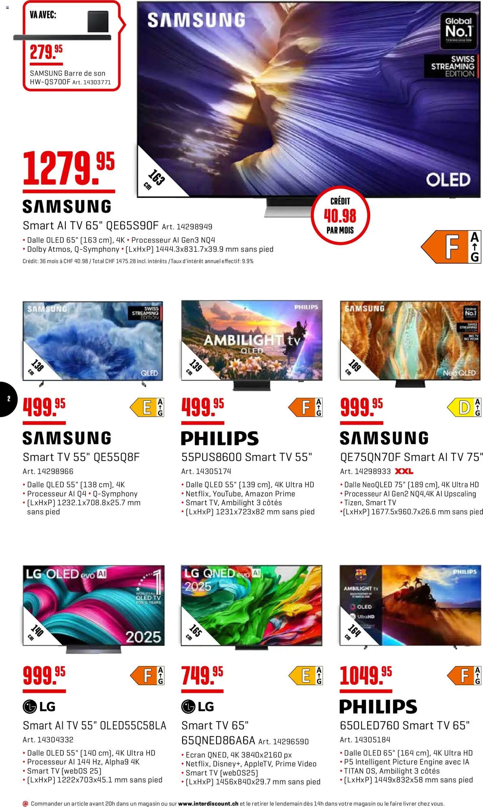 Interdiscount aktionen FR – gültig ab 06.04.2026 | Seite: 2 | Produkte: TV, Samsung, LG, Philips